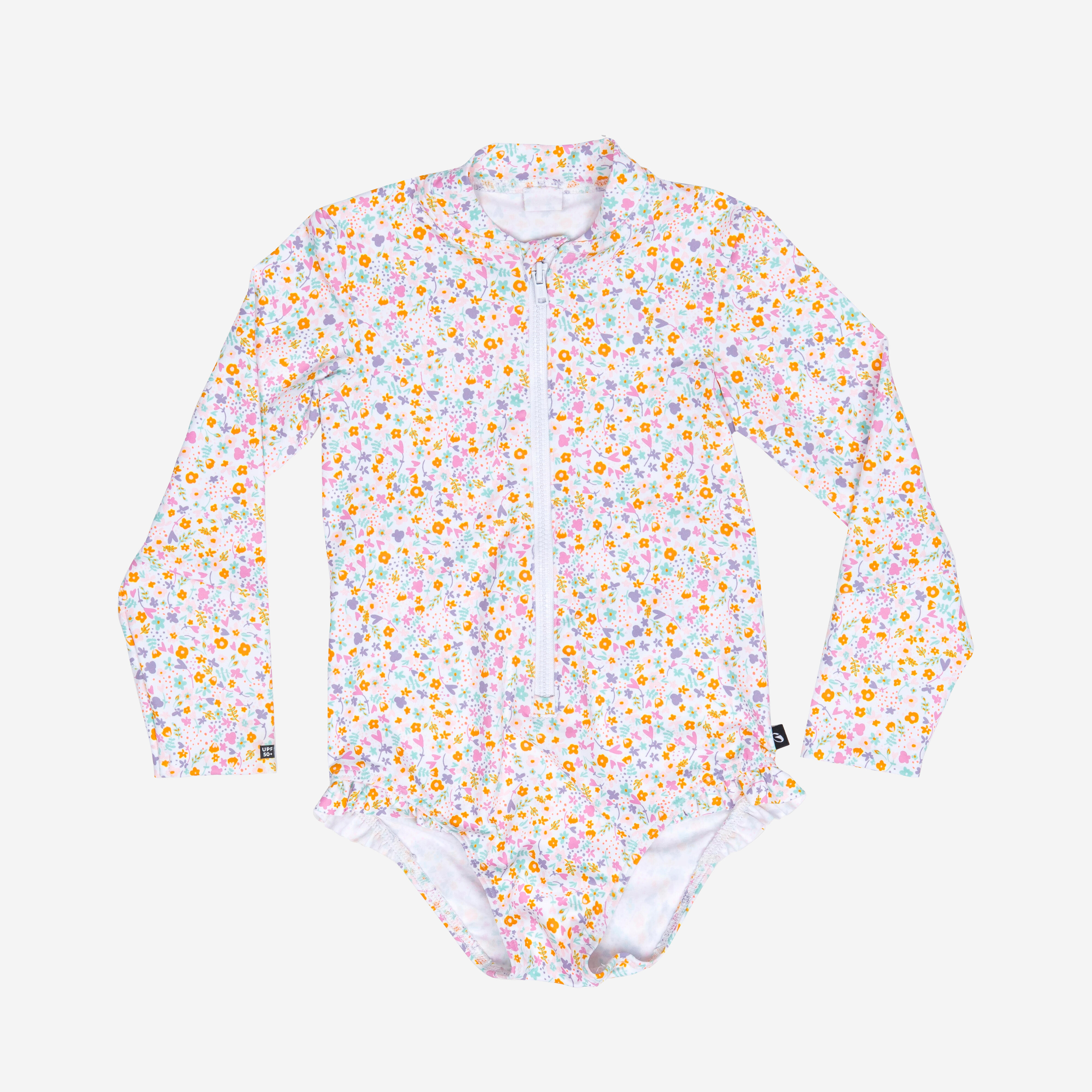 Baby/Girls’ long sleeve UV-protection 1-piece swimsuit - Izia mimi pink