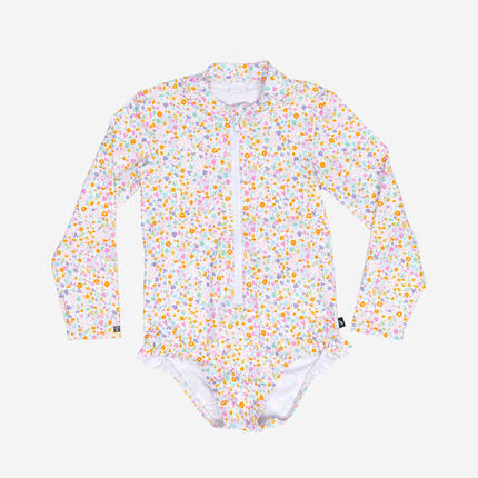 Maillot de bain 1 pièce anti UV manches longues Bébé / Fille - Izia shell blanc