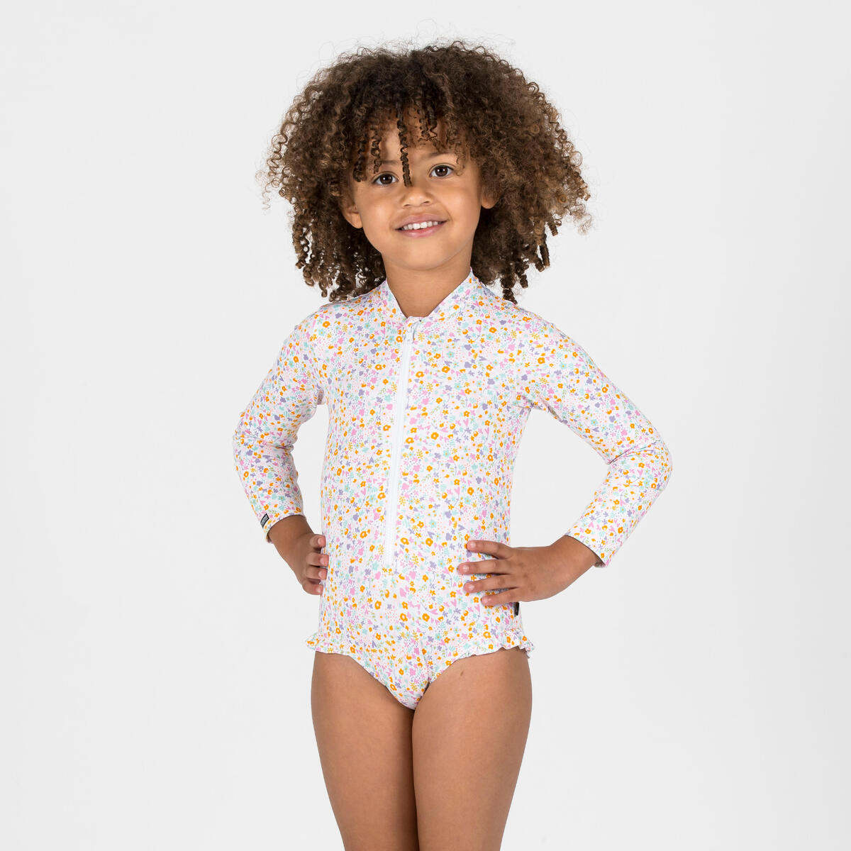 Maillot de bain 1 pièce anti UV manches longues Bébé / Fille - Izia mimi rose