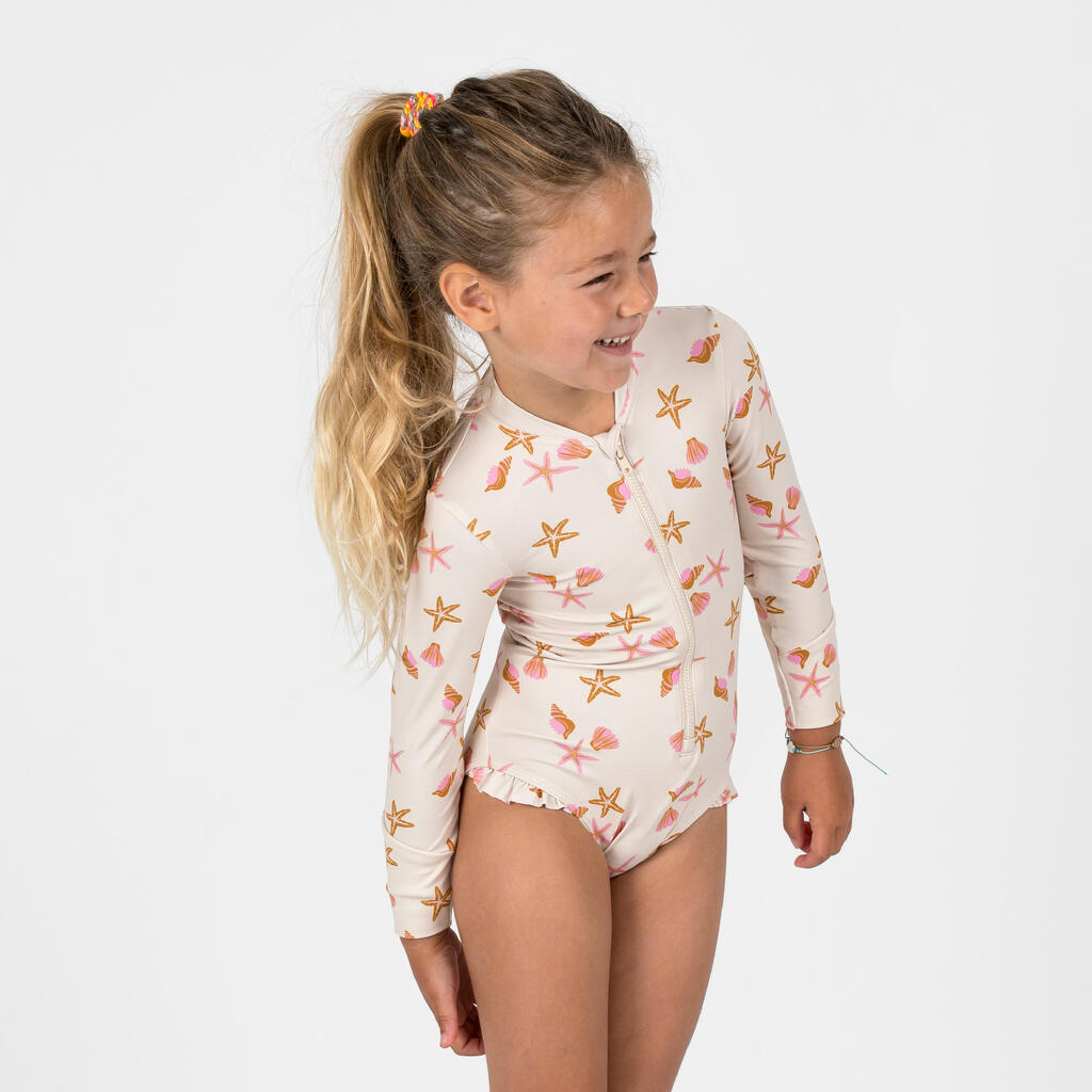 Baby / Girls' long sleeve UV-protection 1-piece swimsuit - Izia mimi pink