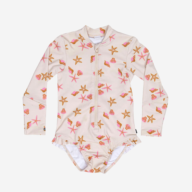 Maillot de bain 1 pièce anti UV manches longues Bébé / Fille - Izia shell blanc