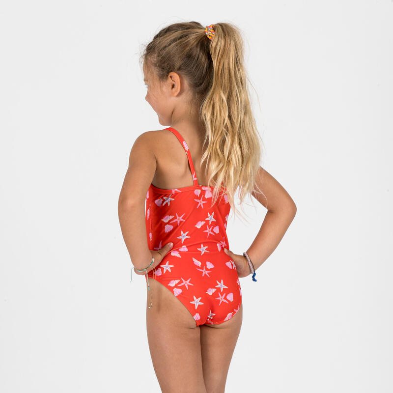 Costum întreg înot Roșu Imprimeu scoici Bebe/Fete 