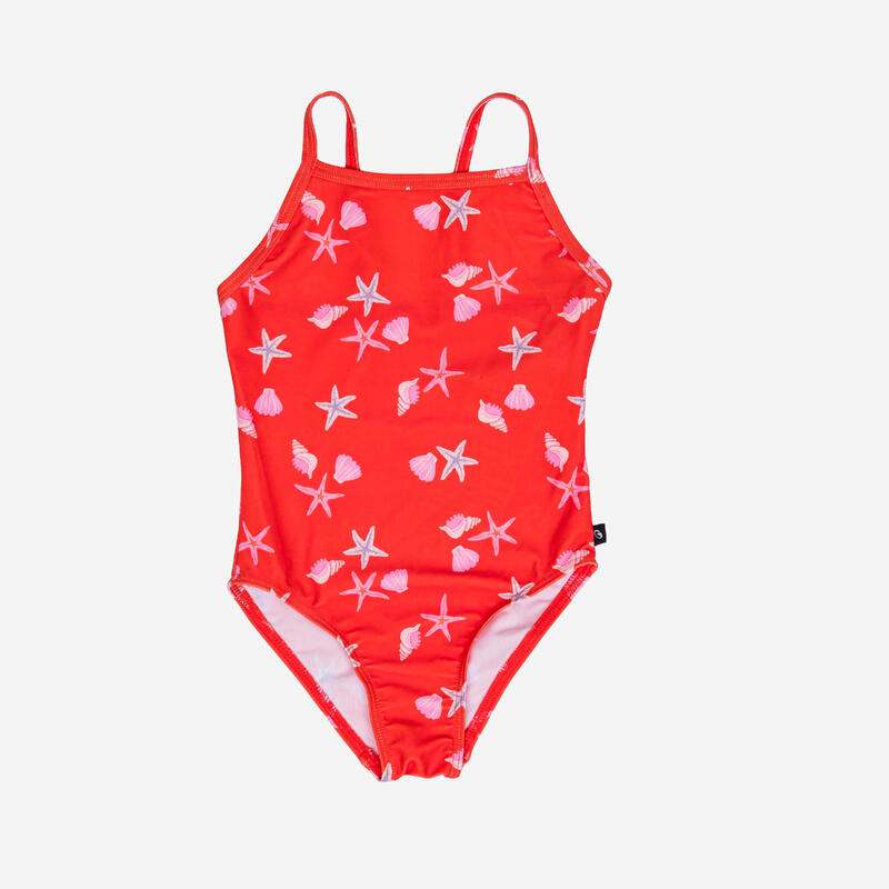 Costum întreg înot Roșu Imprimeu scoici Bebe/Fete 
