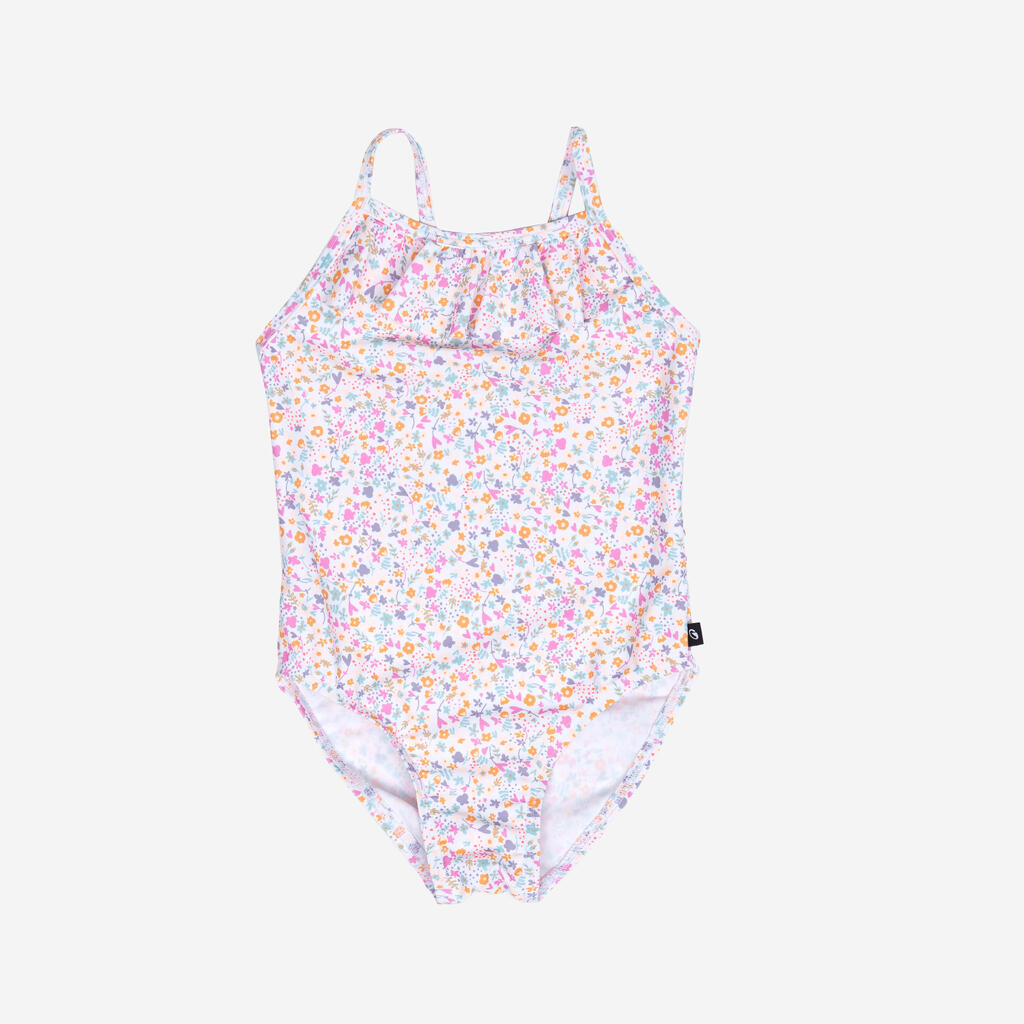 Maillot de bain 1 pièce avec volants Bébé / Fille - blanc rose imprimés fleurs