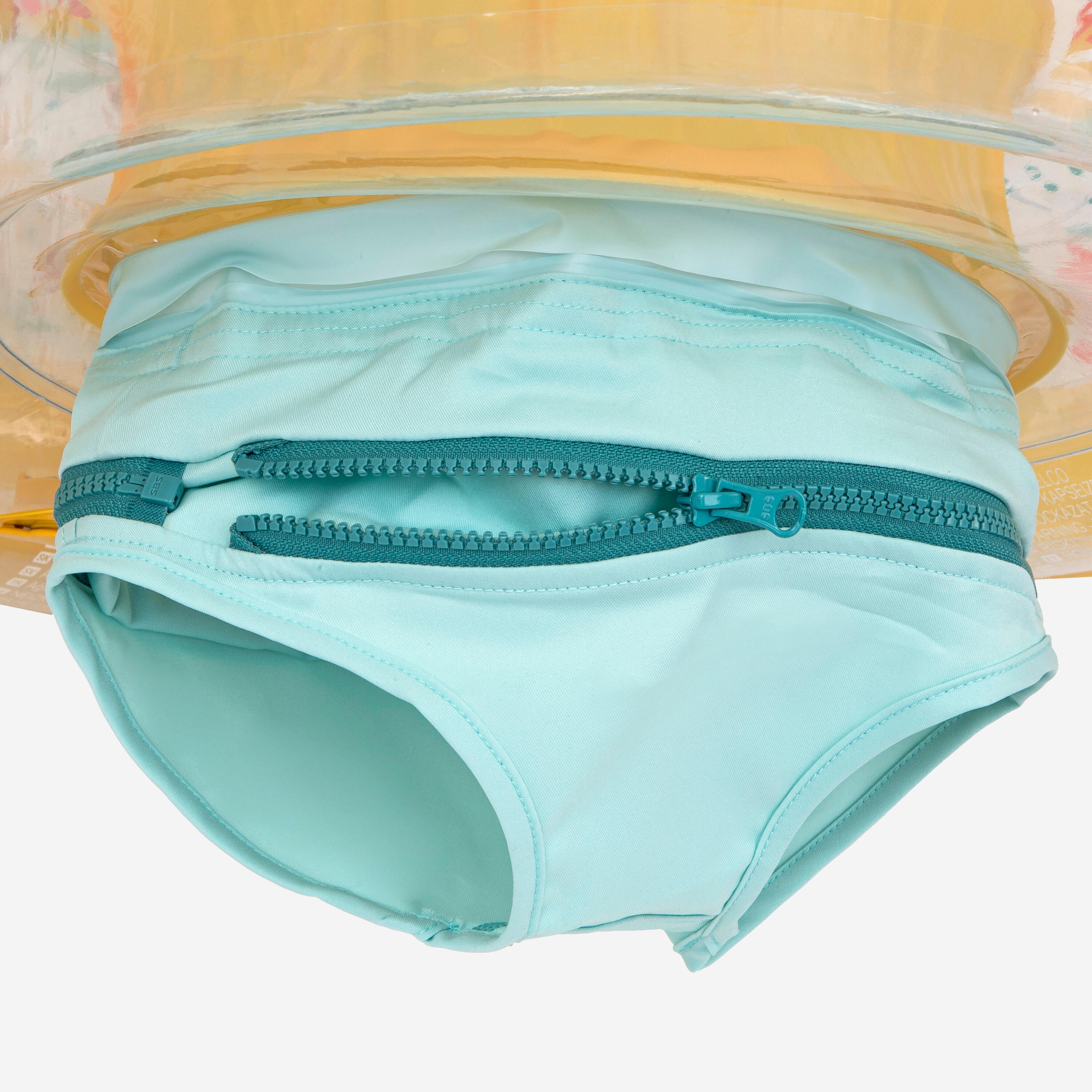 Opblaasbare zwemband met zitje en handgrepen voor baby's van 7-15kg allfish geel 6/9