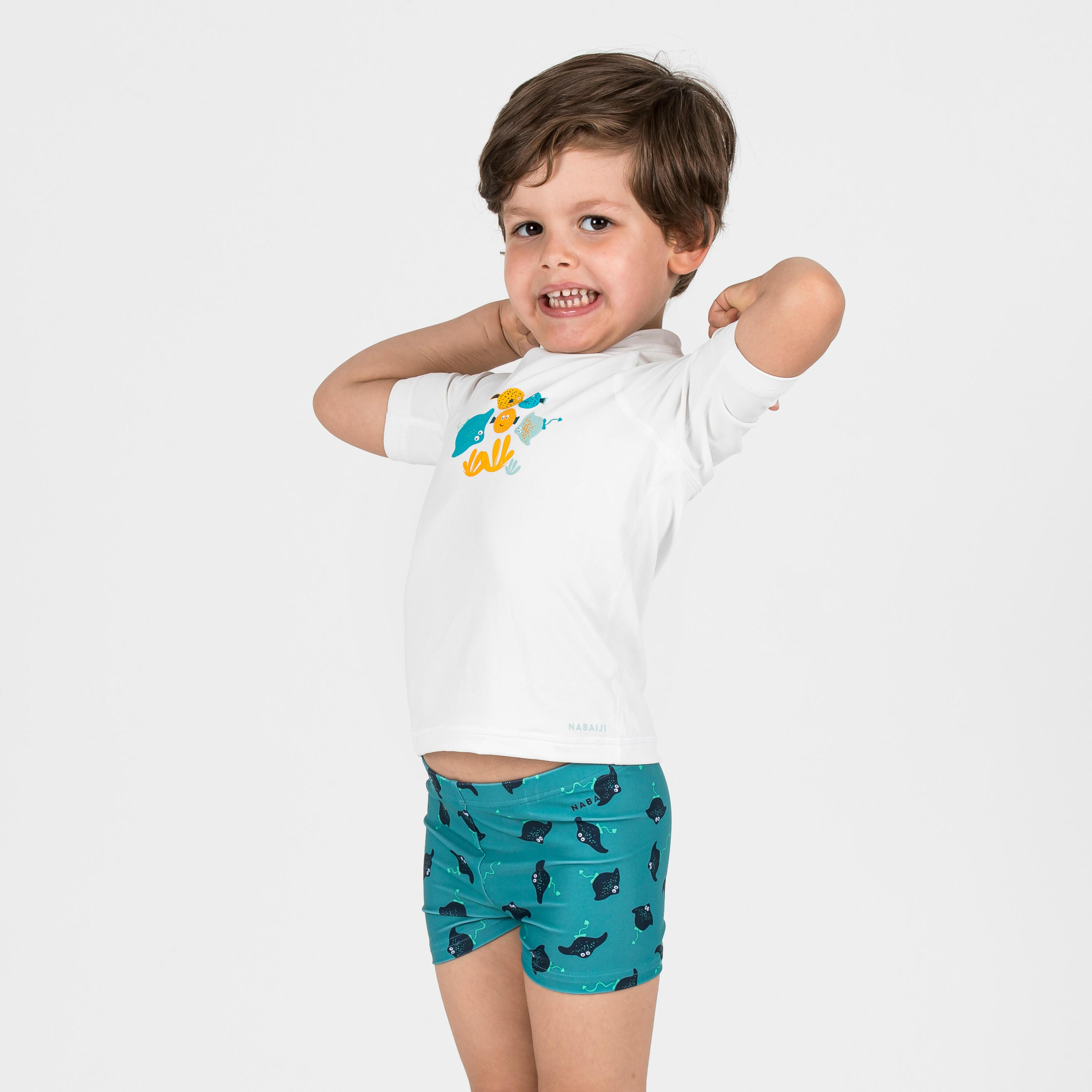 Zwemboxer voor peuters/kleuters Titou Manta blauw 3/4