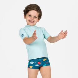 Boxer de bain bébé / enfant vert foncé imprimé sun