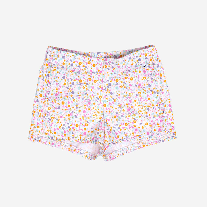 Short de bain Bébé / Enfant - blanc rose imprimés fleurs