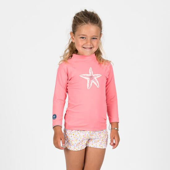 UV-Shirt langarm Baby - Sterne rosa