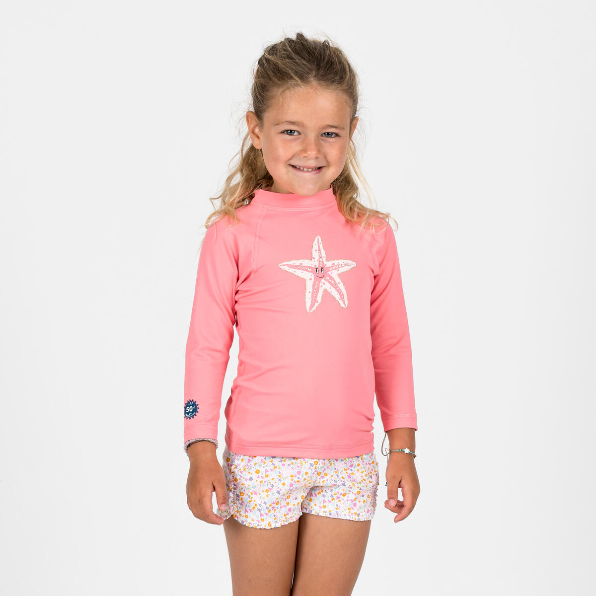 Tee shirt anti Uv manches longues Bébé - Étoiles rose