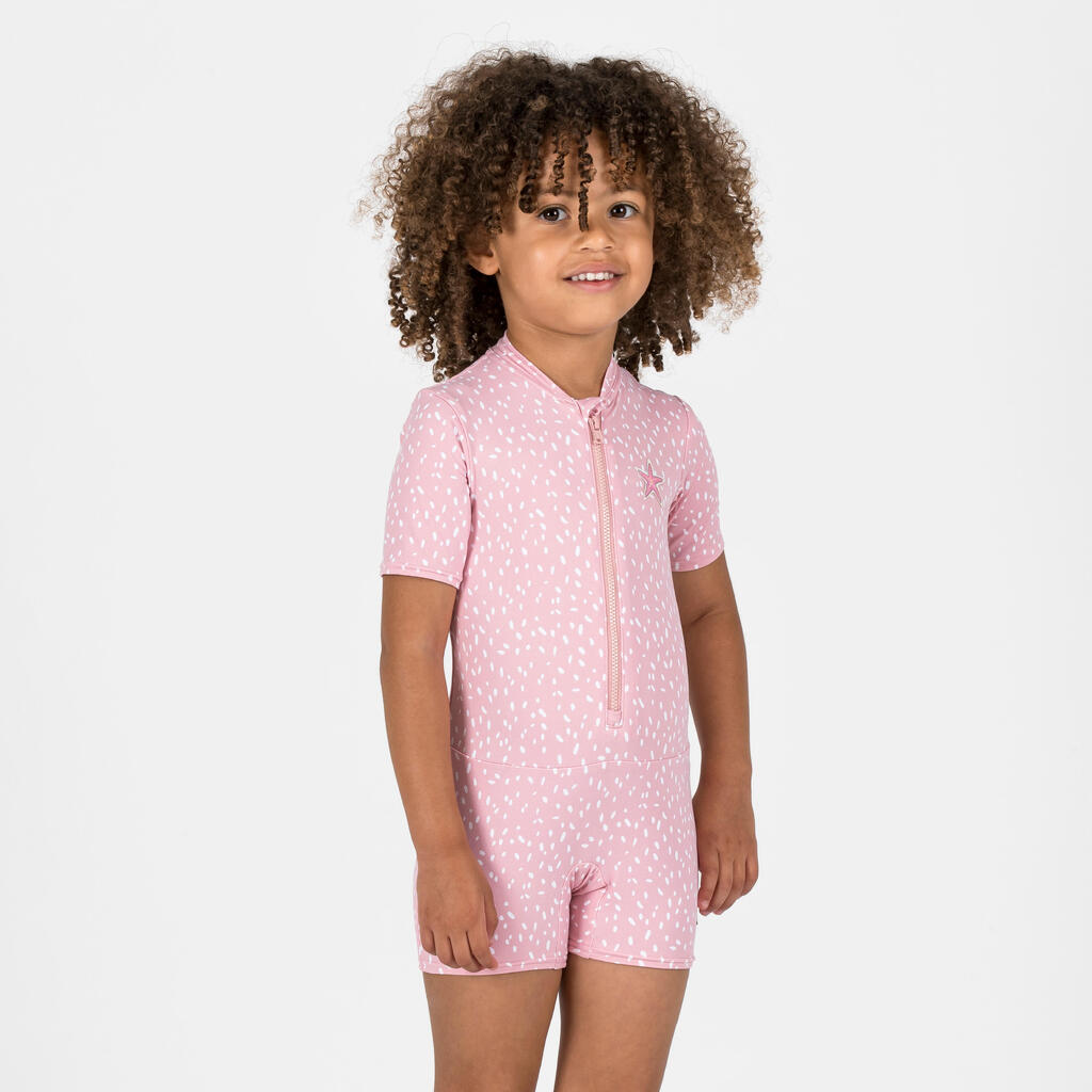 Combinaison de bain manches et jambes courtes Bébé - Rose