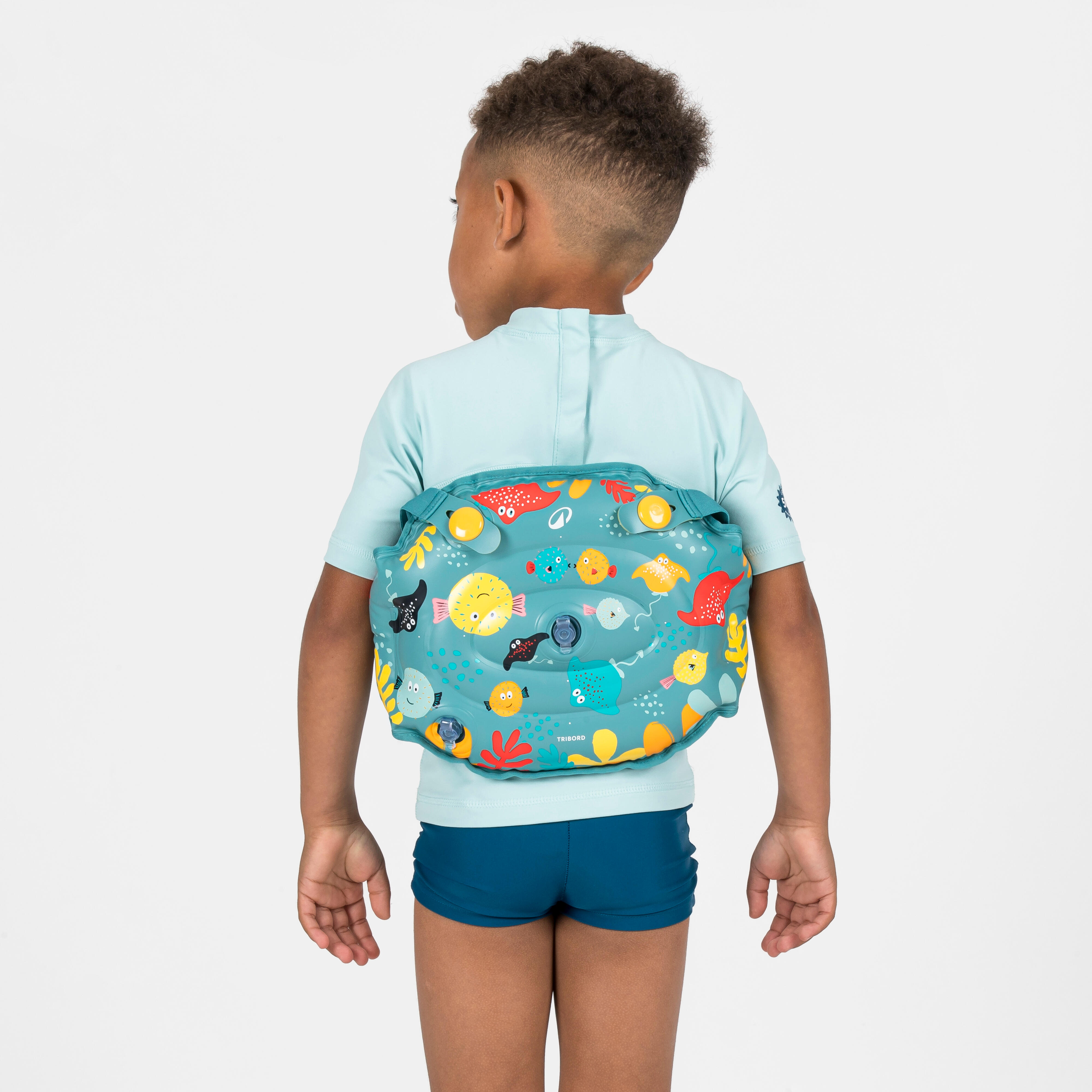 Kids' Progressive Swimming Armbands-Waistband Secure Fit 15-30 kg Tiswim Blue