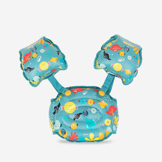 Kids' Progressive Swimming Armbands-Waistband Secure Fit 15-30 kg Tiswim Blue