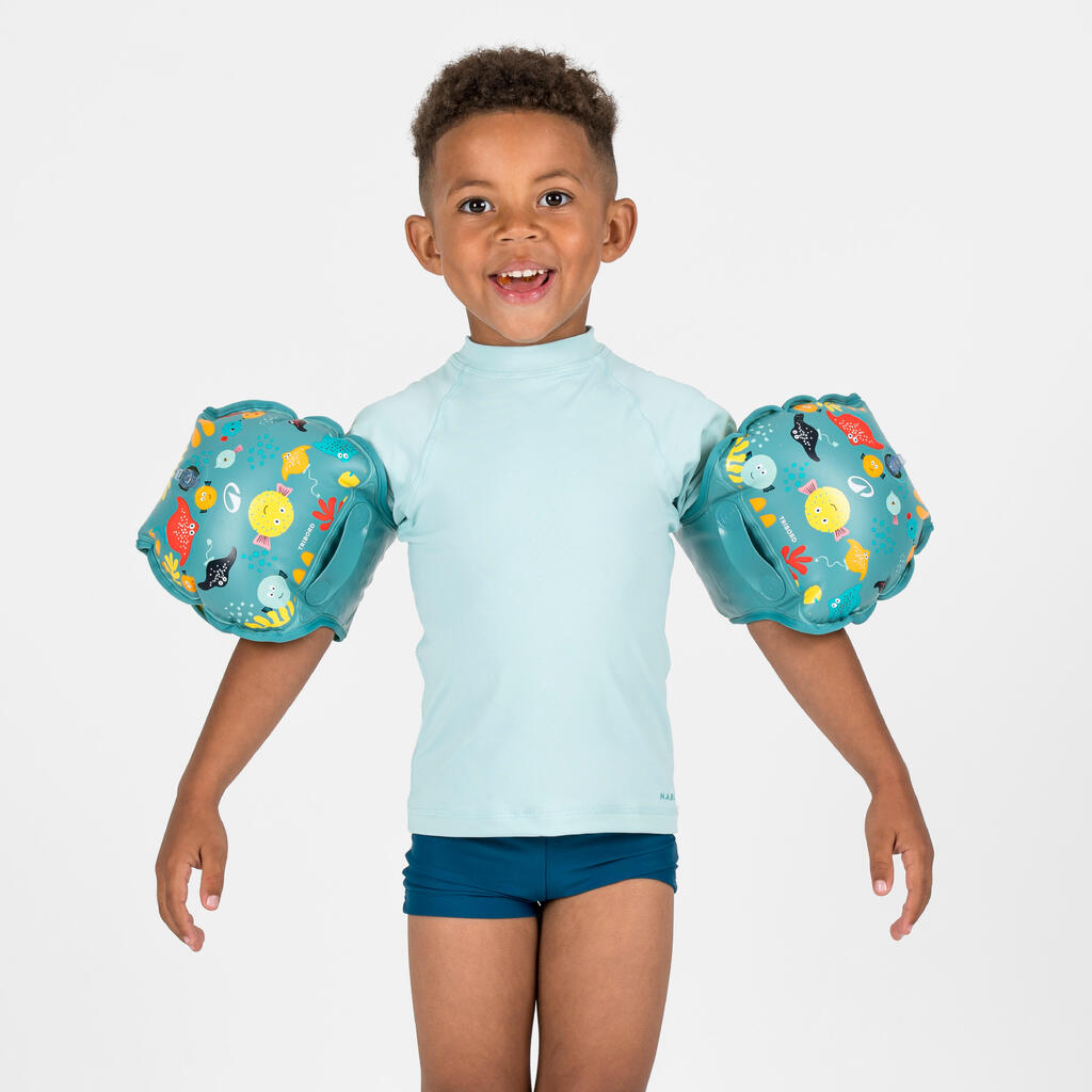 Kids’ progressive swimming pool armbands-waistband 15-30 kg Tiswim allwish blue