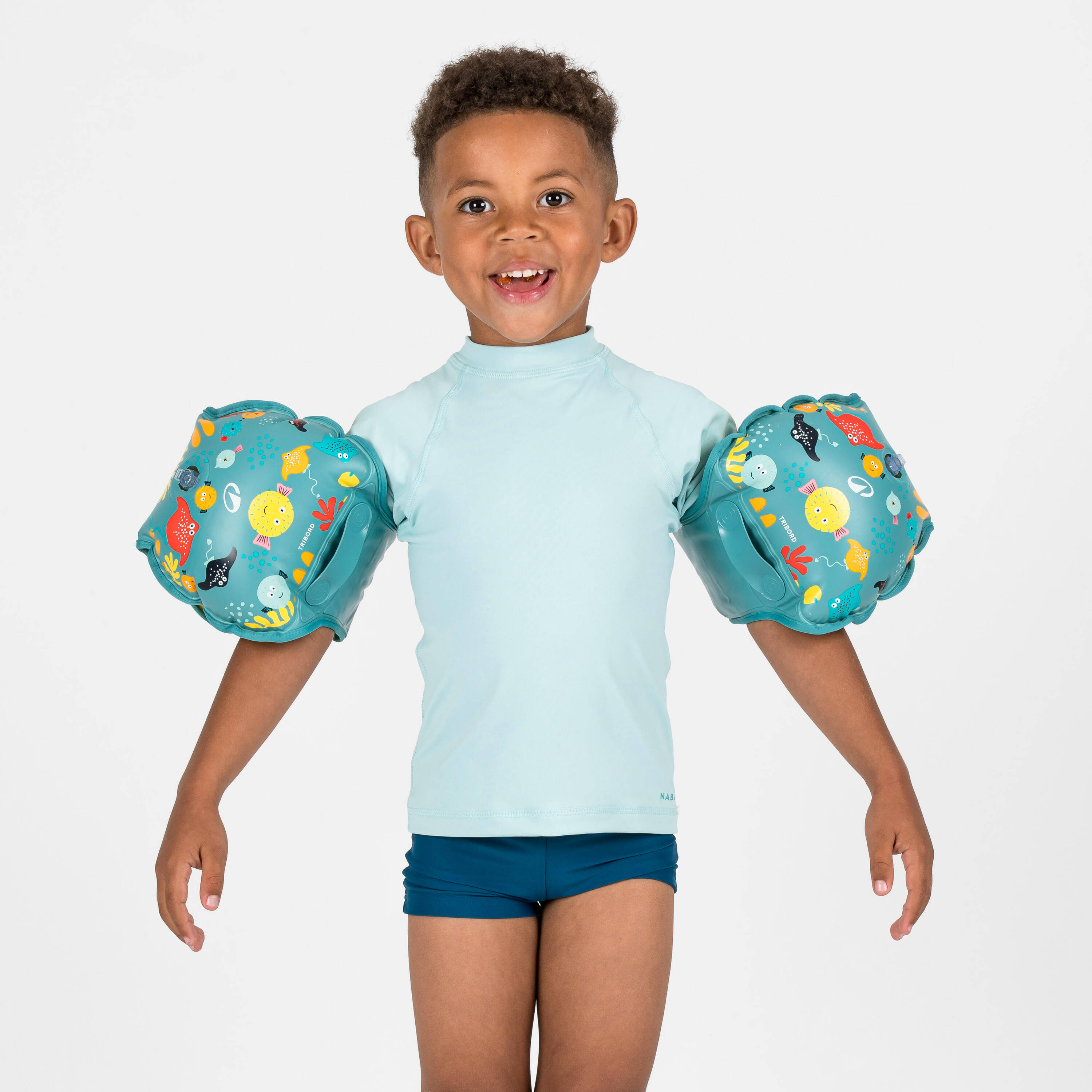 Kids' Progressive Swimming Armbands-Waistband Secure Fit 15-30 kg Tiswim Blue -  4