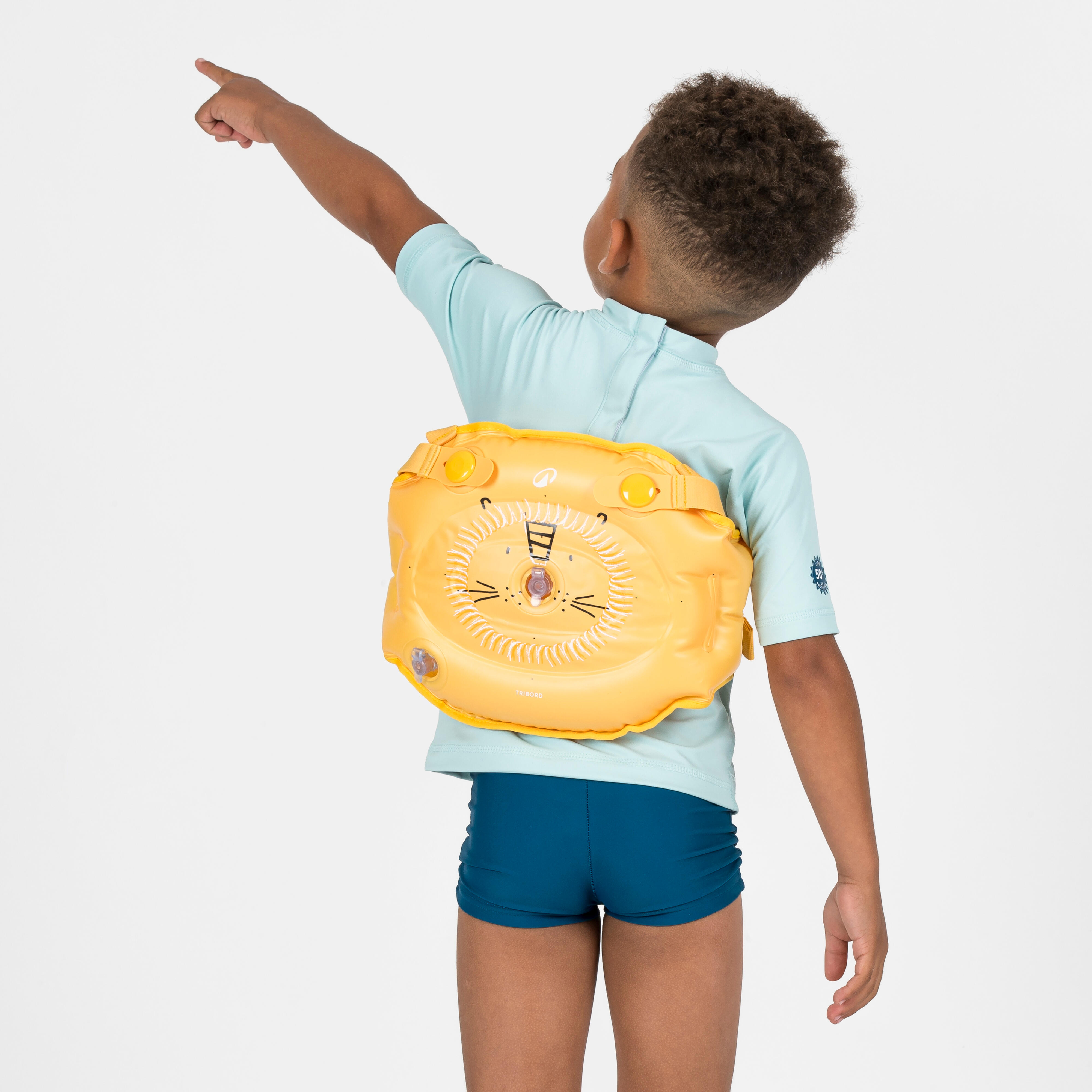 Kids’ progressive swimming pool armbands-waistband - Tiswim yellow lion