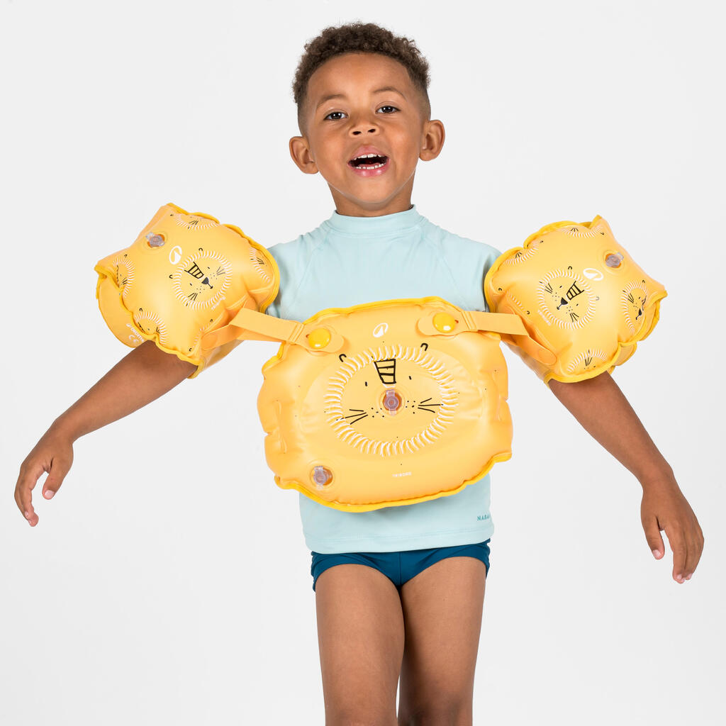 Brassards ceinture évolutifs de piscine Enfant - Tiswim lion jaune