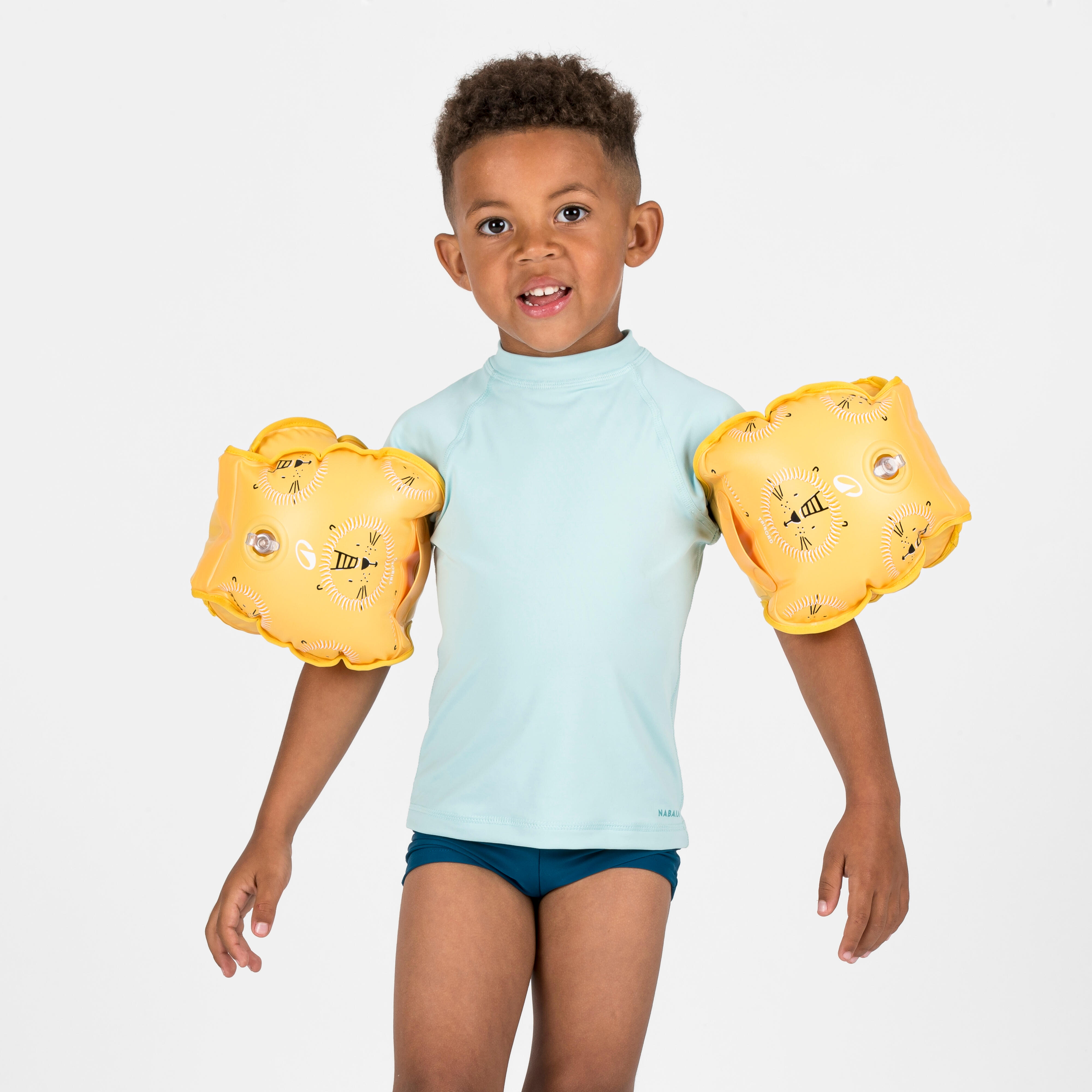 Kids’ progressive swimming pool armbands-waistband - Tiswim yellow lion
