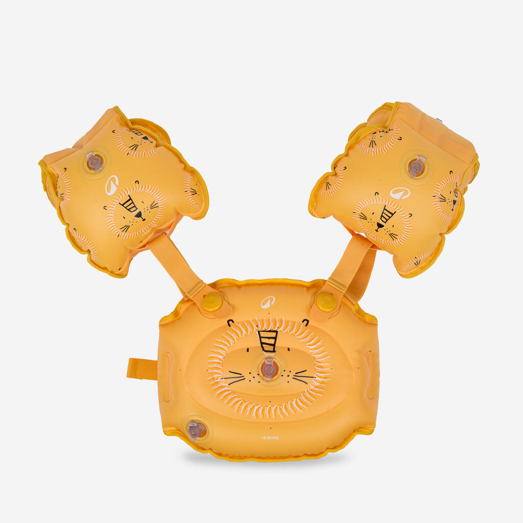 Brassards ceinture évolutifs de piscine Enfant - Tiswim lion jaune