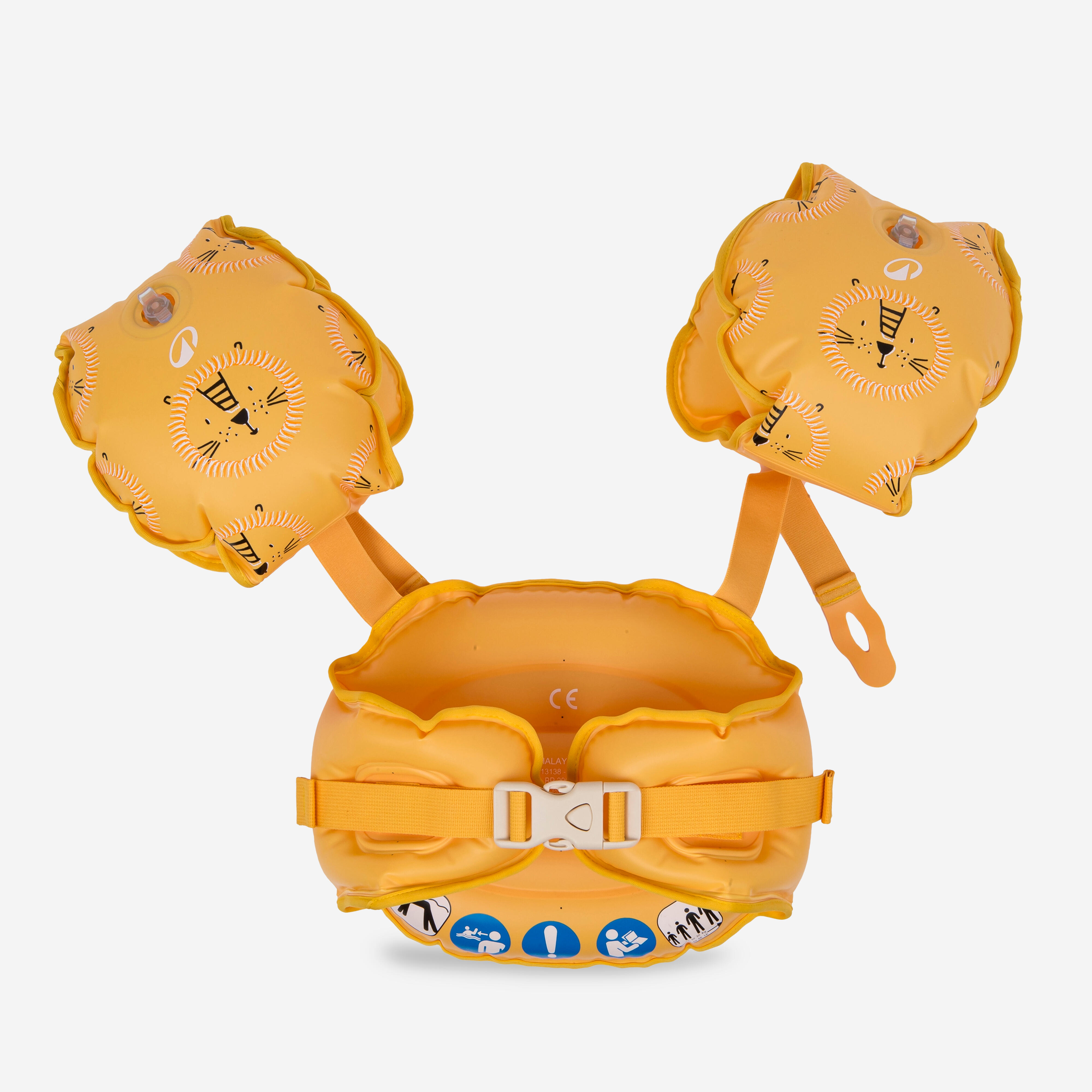 Kids’ progressive swimming pool armbands-waistband - Tiswim yellow lion