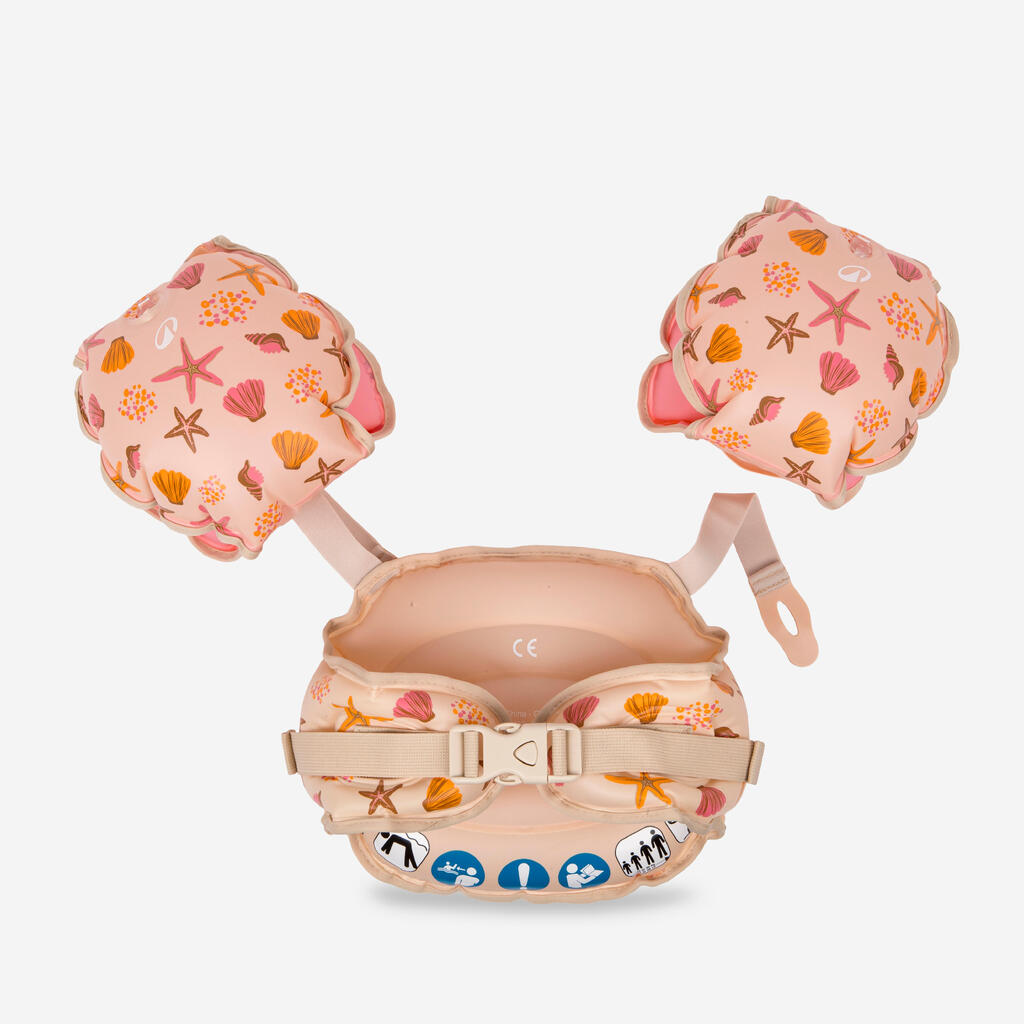 Brassards ceinture évolutifs de piscine Enfant 15-30kg - Tiswim shell beige