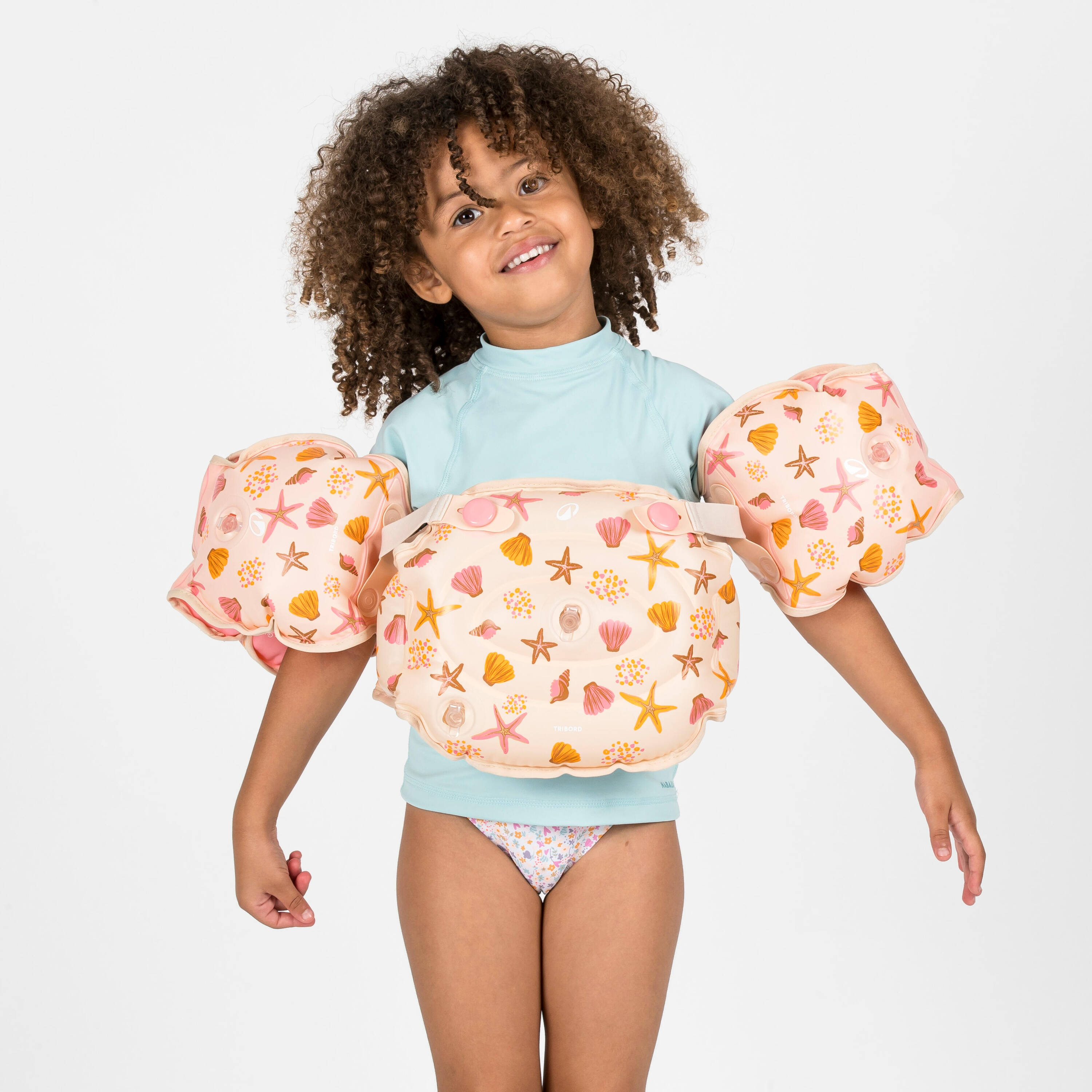 Kids’ progressive swimming pool armbands-waistband 15-30 kg - Tiswim shell beige -  3