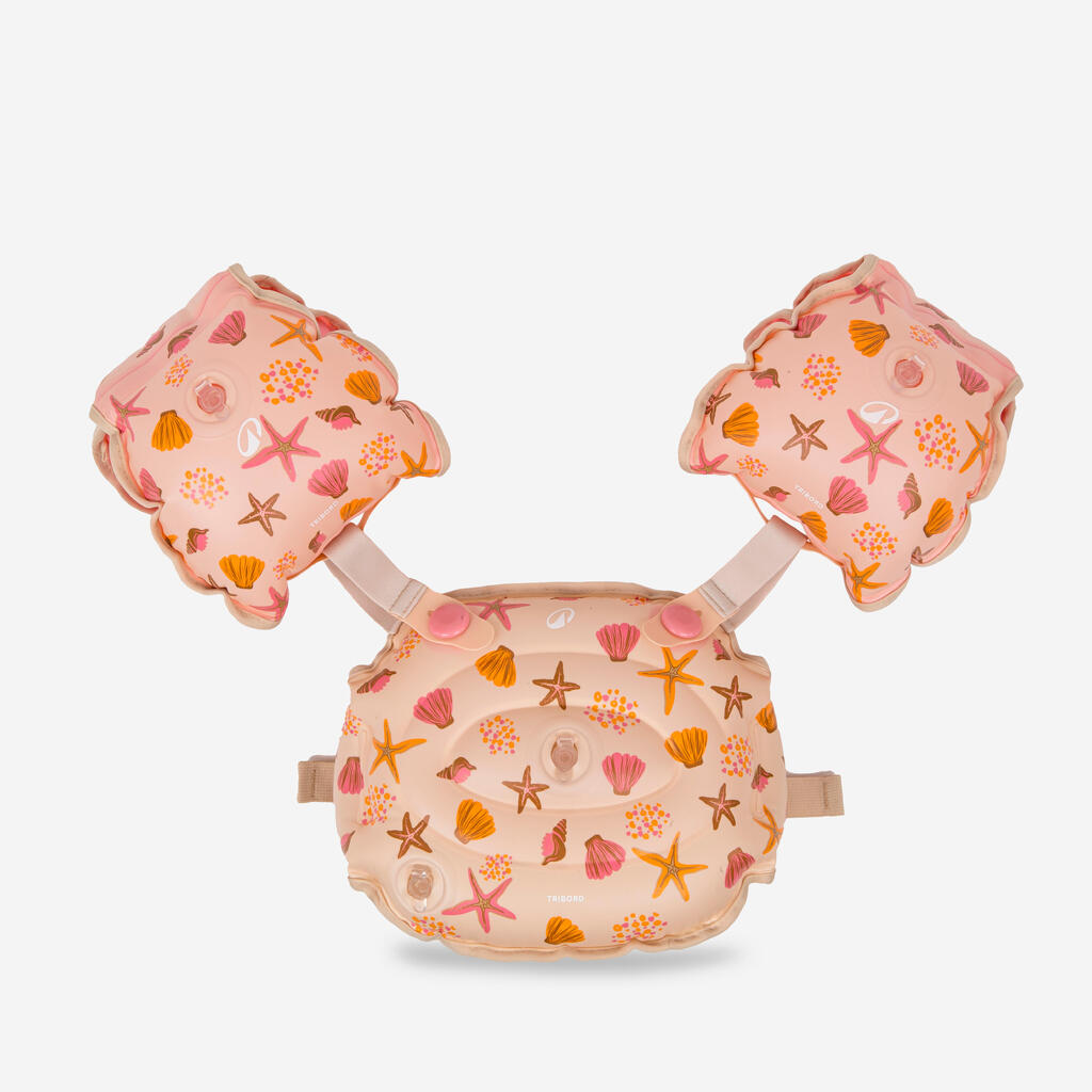 Brassards ceinture évolutifs de piscine Enfant 15-30kg - Tiswim shell beige