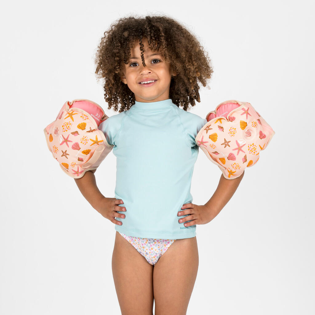Brassards ceinture évolutifs de piscine Enfant 15-30kg - Tiswim shell beige