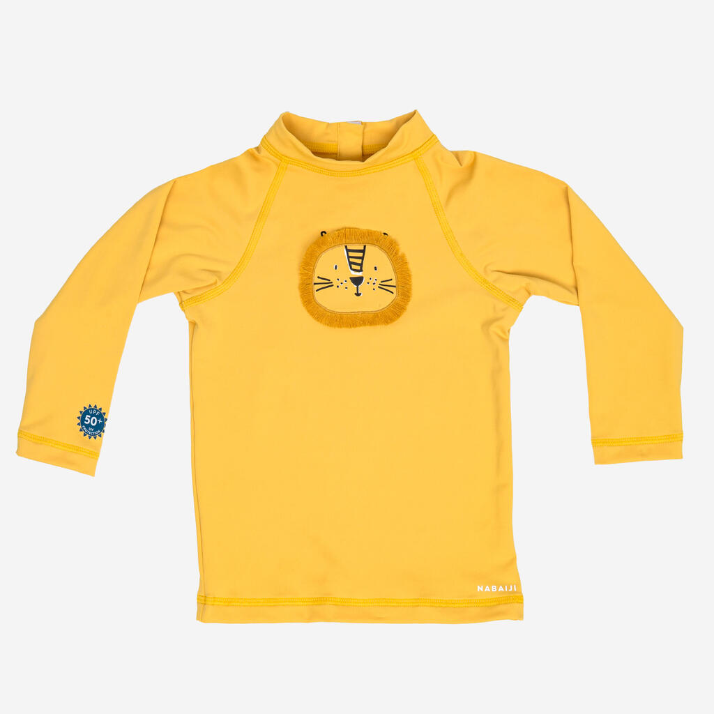 Žuta majica dugih rukava s UV zaštitom za bebe LION