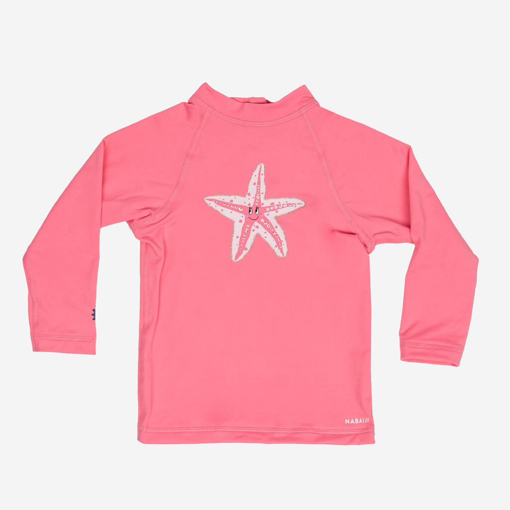 Tee shirt anti Uv manches longues Bébé - Étoiles rose
