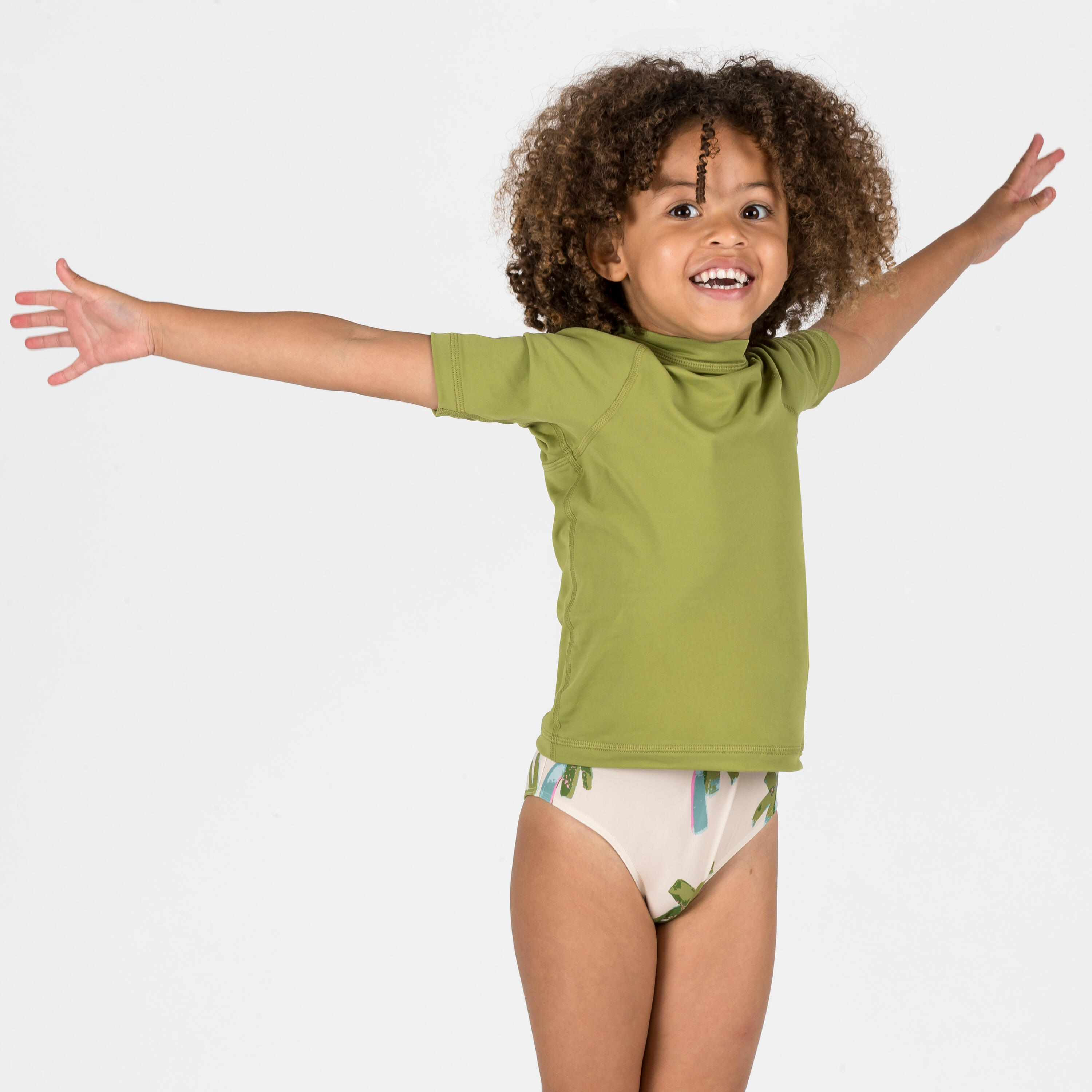 Uv-werend shirt met korte mouwen voor peuters/kleuters kaki 2/5