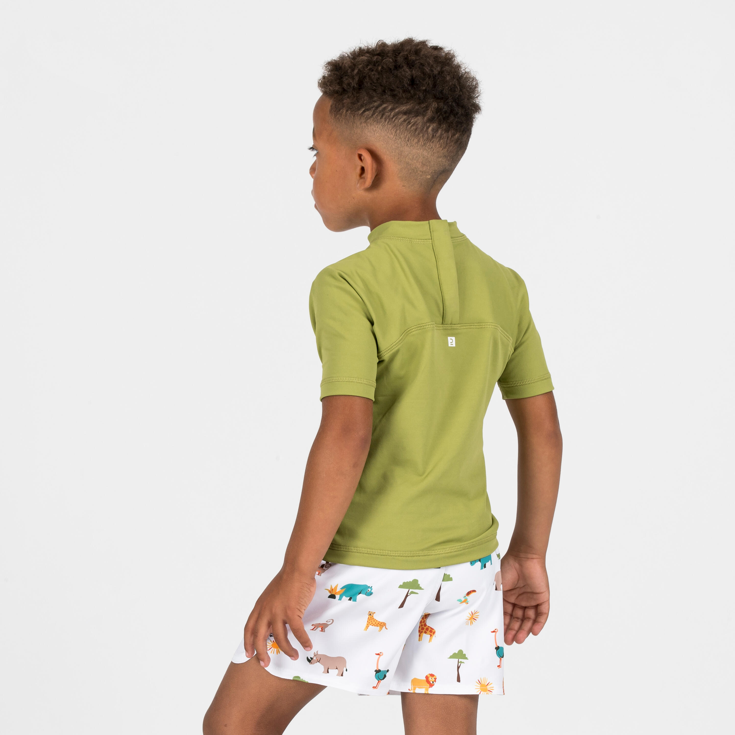 Uv-werend shirt met korte mouwen voor peuters/kleuters kaki 4/5