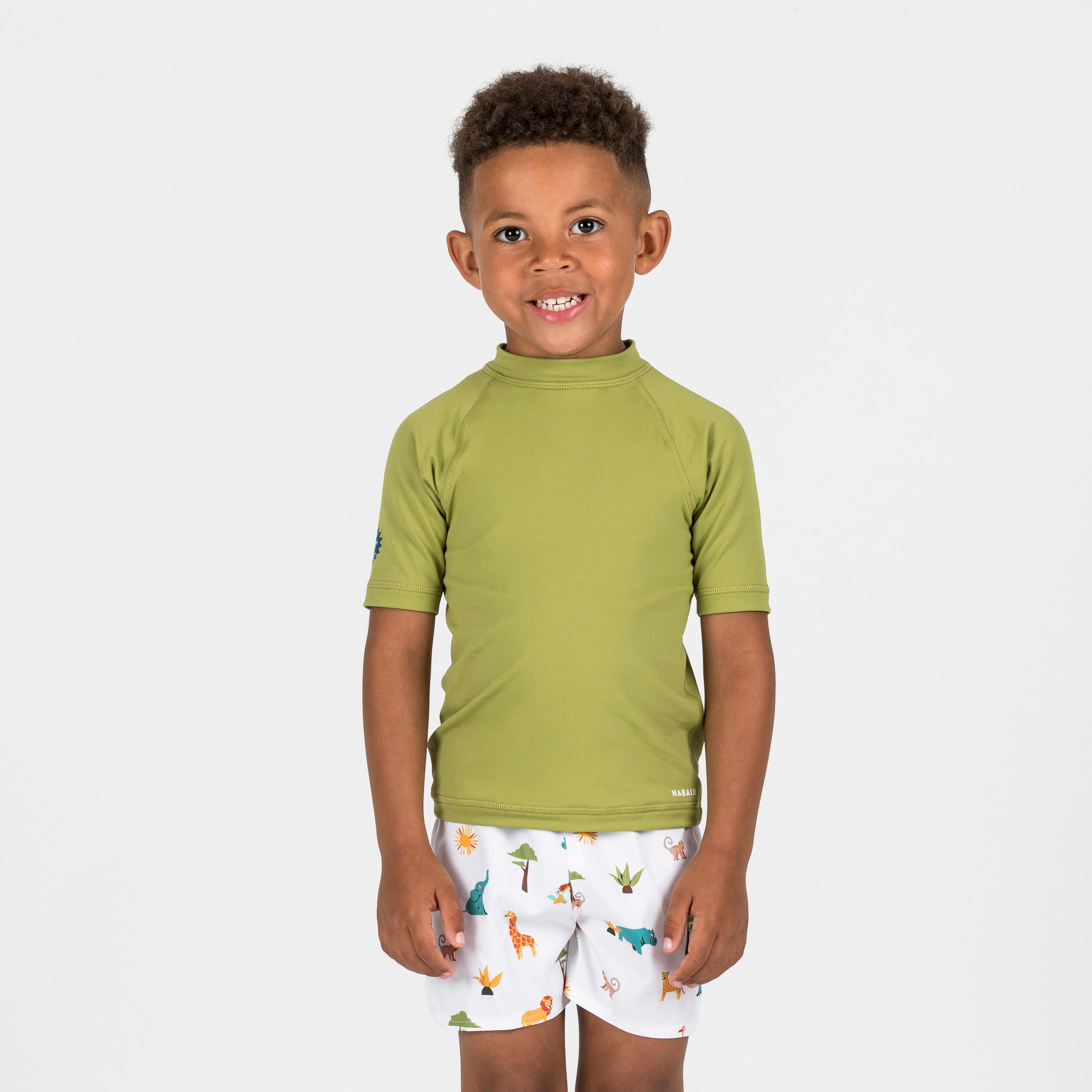 Uv-werend shirt met korte mouwen voor peuters/kleuters kaki 5/5