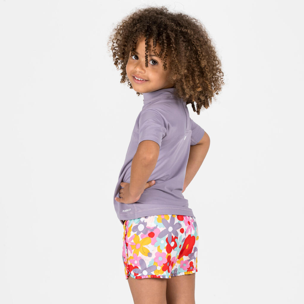 Baby / Kids' swim shorts - flower print white pink