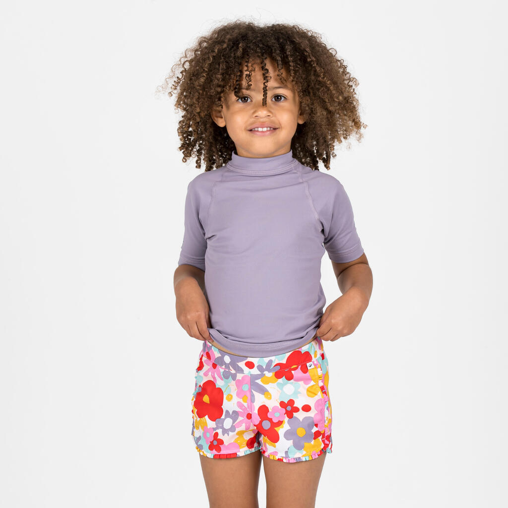 Baby / Kids' swim shorts - flower print white pink