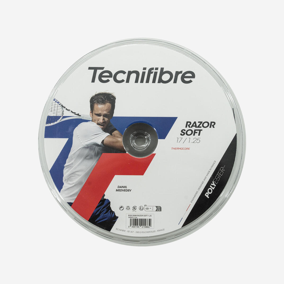 Bobine de cordage de tennis, Tecnifibre razor soft 1,25mm noir 200m
