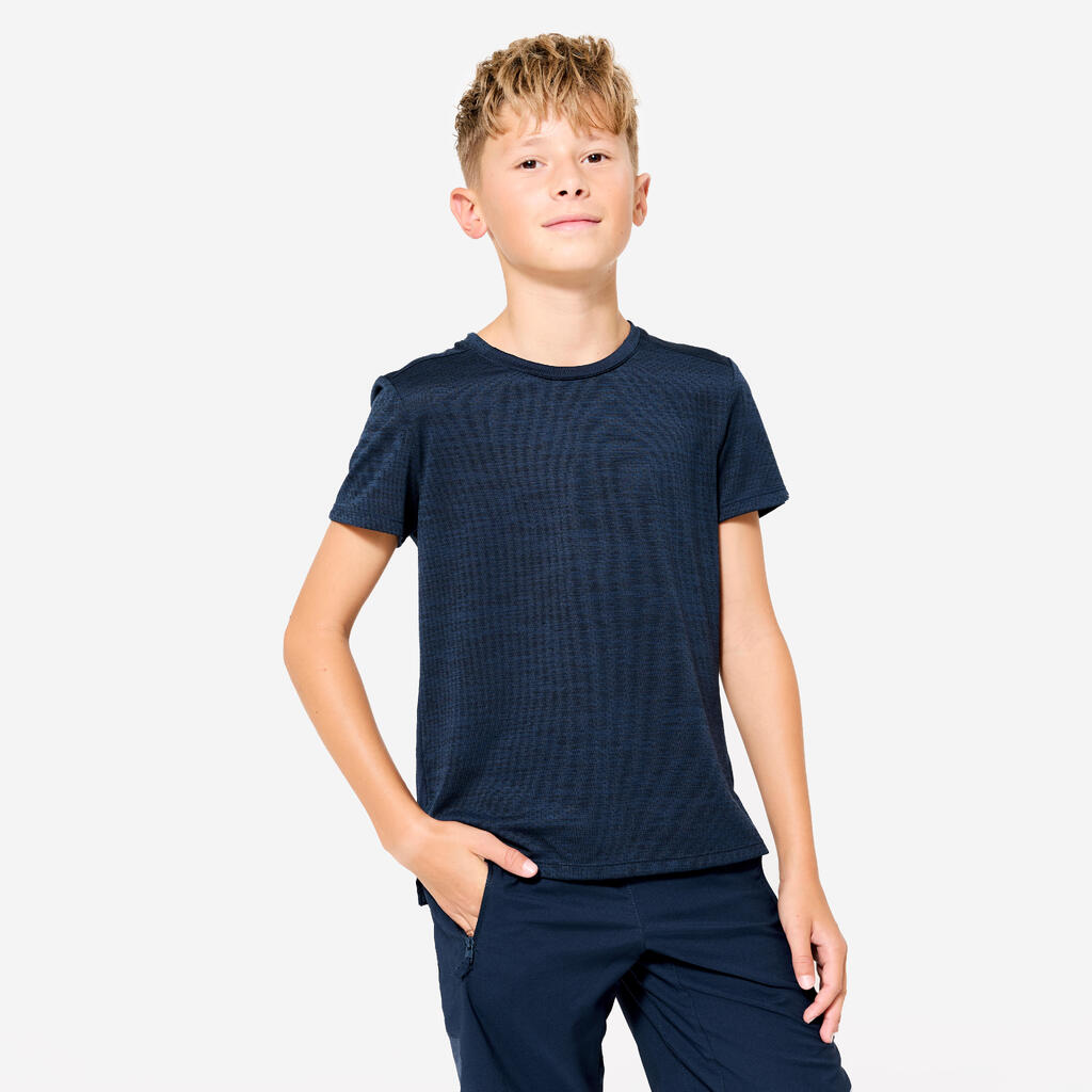 Kids' Synthetic Breathable T-Shirt S500 - Navy