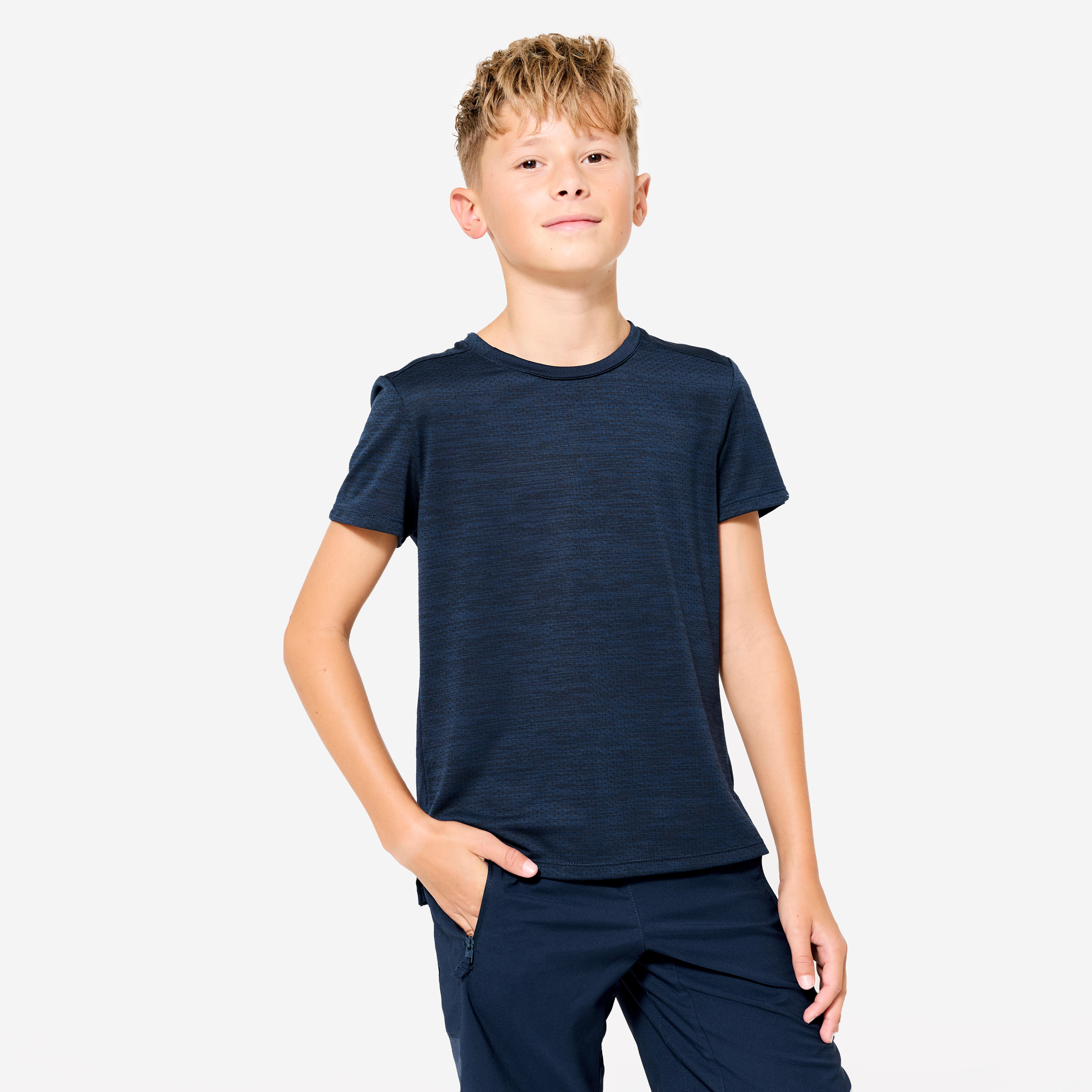 Tricou respirant Educație fizică S500 Bleumarin Băieți