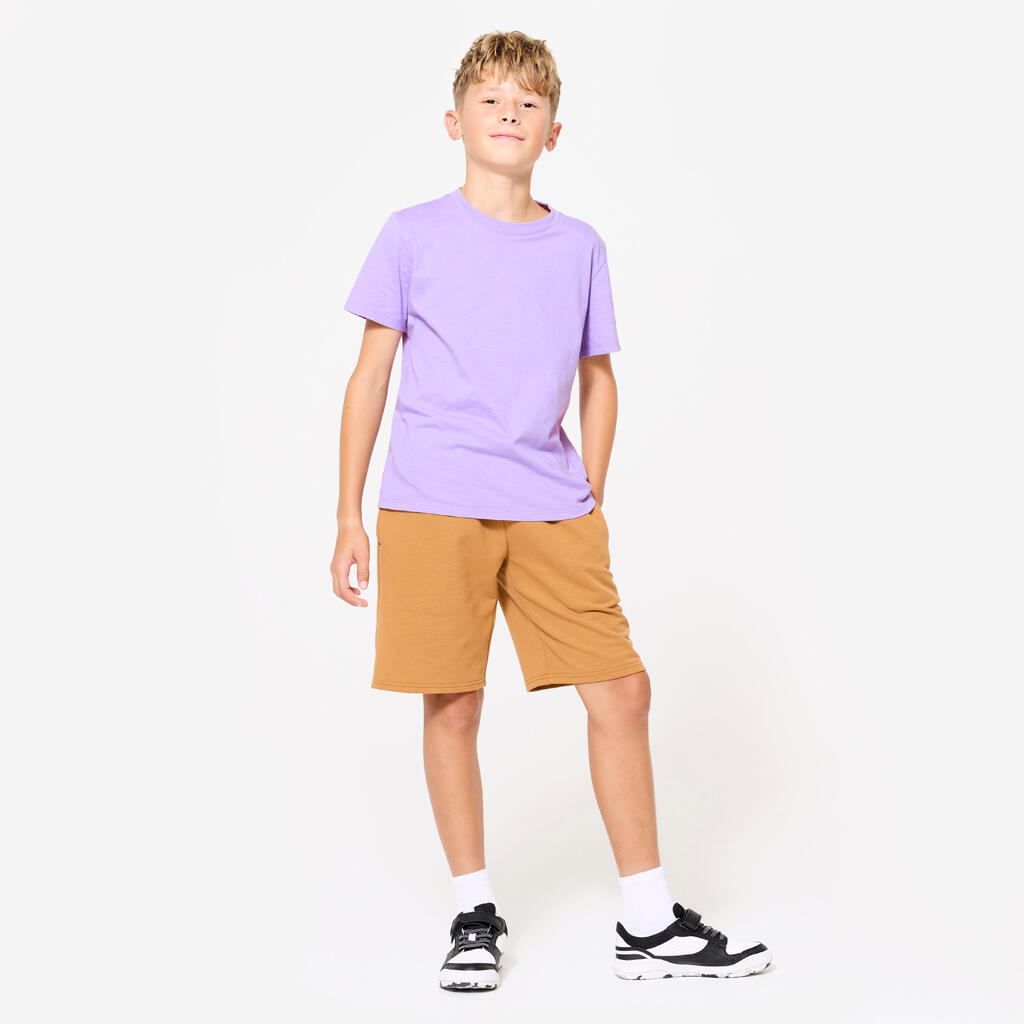 Short multisport coton enfant mixte, marron