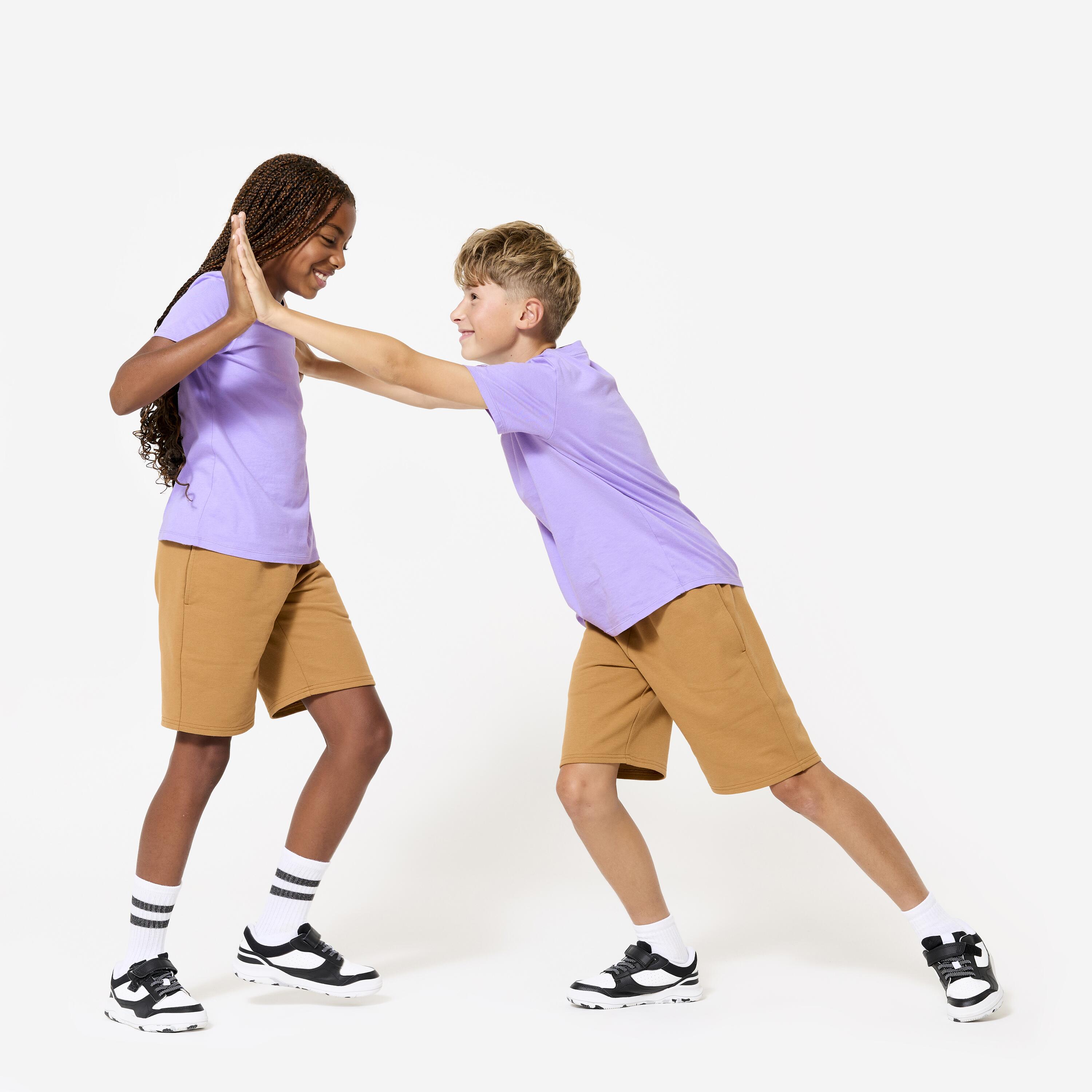 Pantaloncini bambino ginnastica regular fit cotone marroni 2/9
