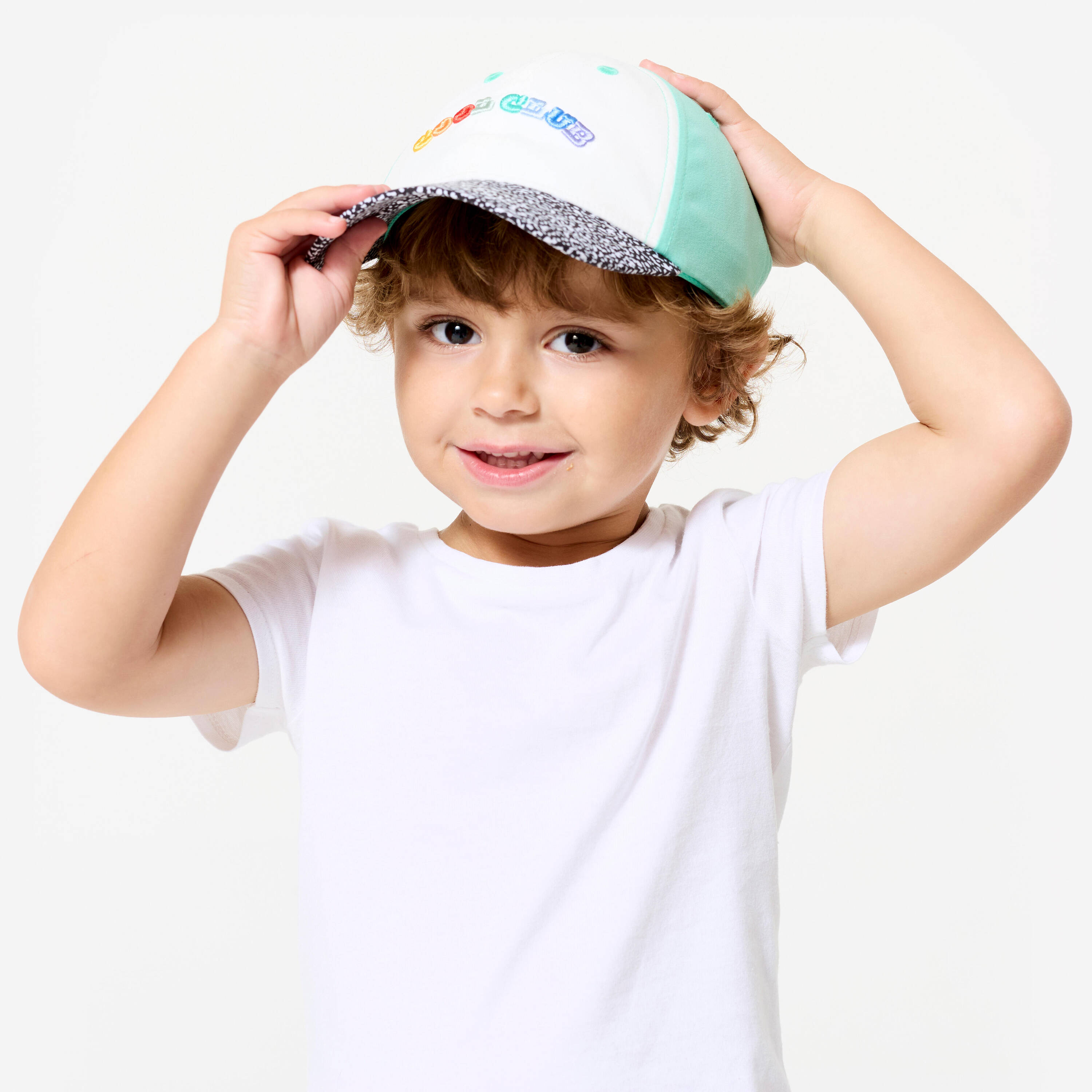 Kid's Multisport Adjustable Cap 500 - White/Green -  2