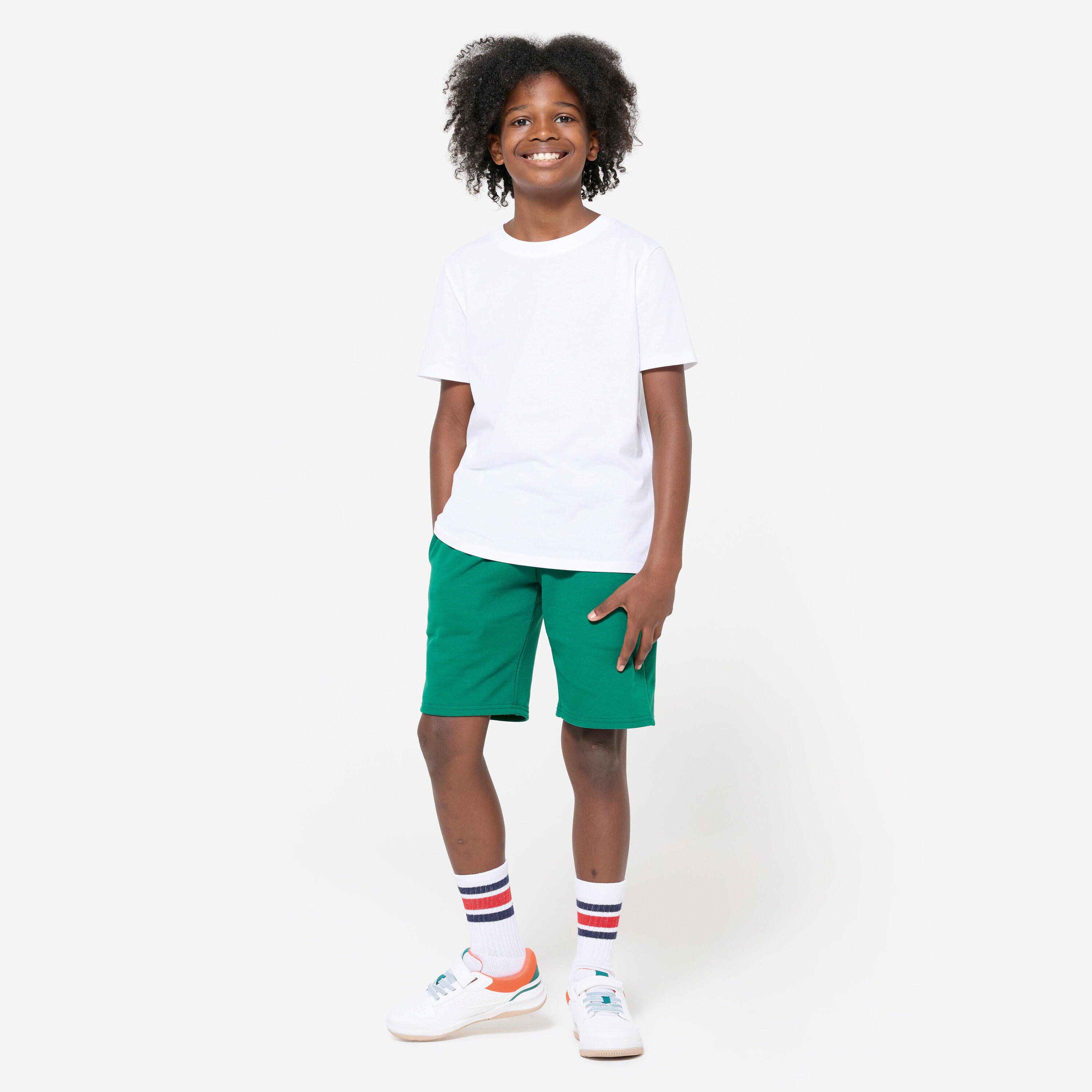 Pantaloncini bambino ginnastica regular fit cotone verdi 7/7