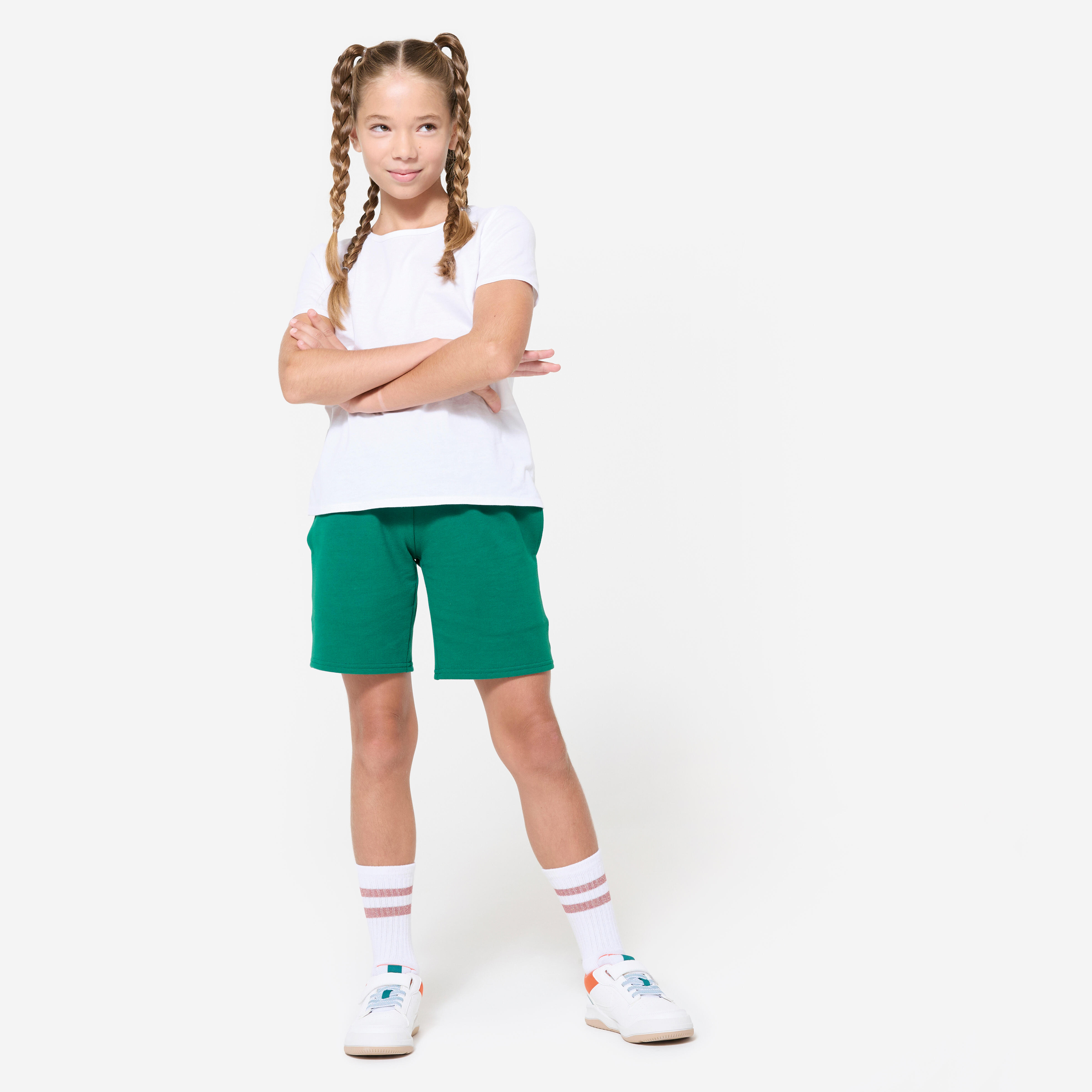Multisport Kid's Cotton Shorts 500 - Alpine Green