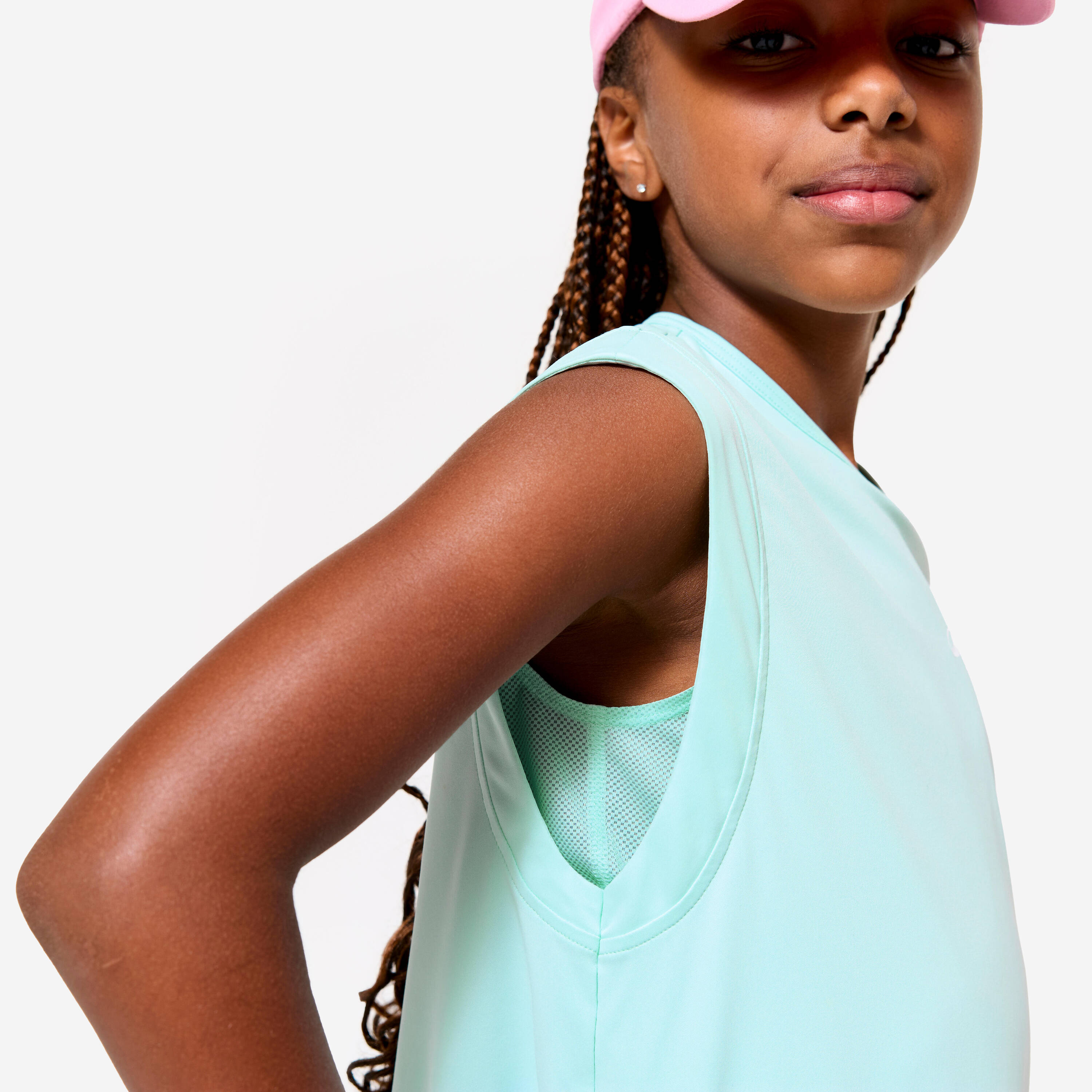 Girl's Multisports 2-in-1 Breathable T-Shirt 500 -  Pale Mint Green -  4