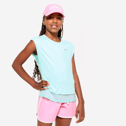 T-shirt multisport respirant 2 en 1 fille, Noir