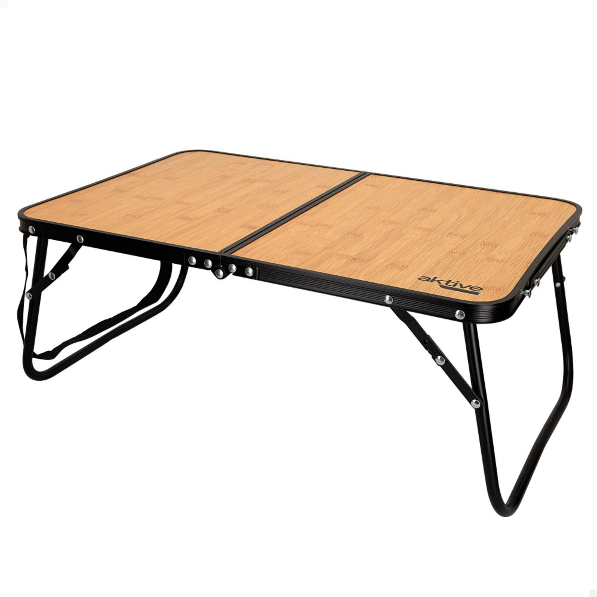 AKTIVE CD- Mesa de camping plegable efecto bambú c/asas transporte Aktive