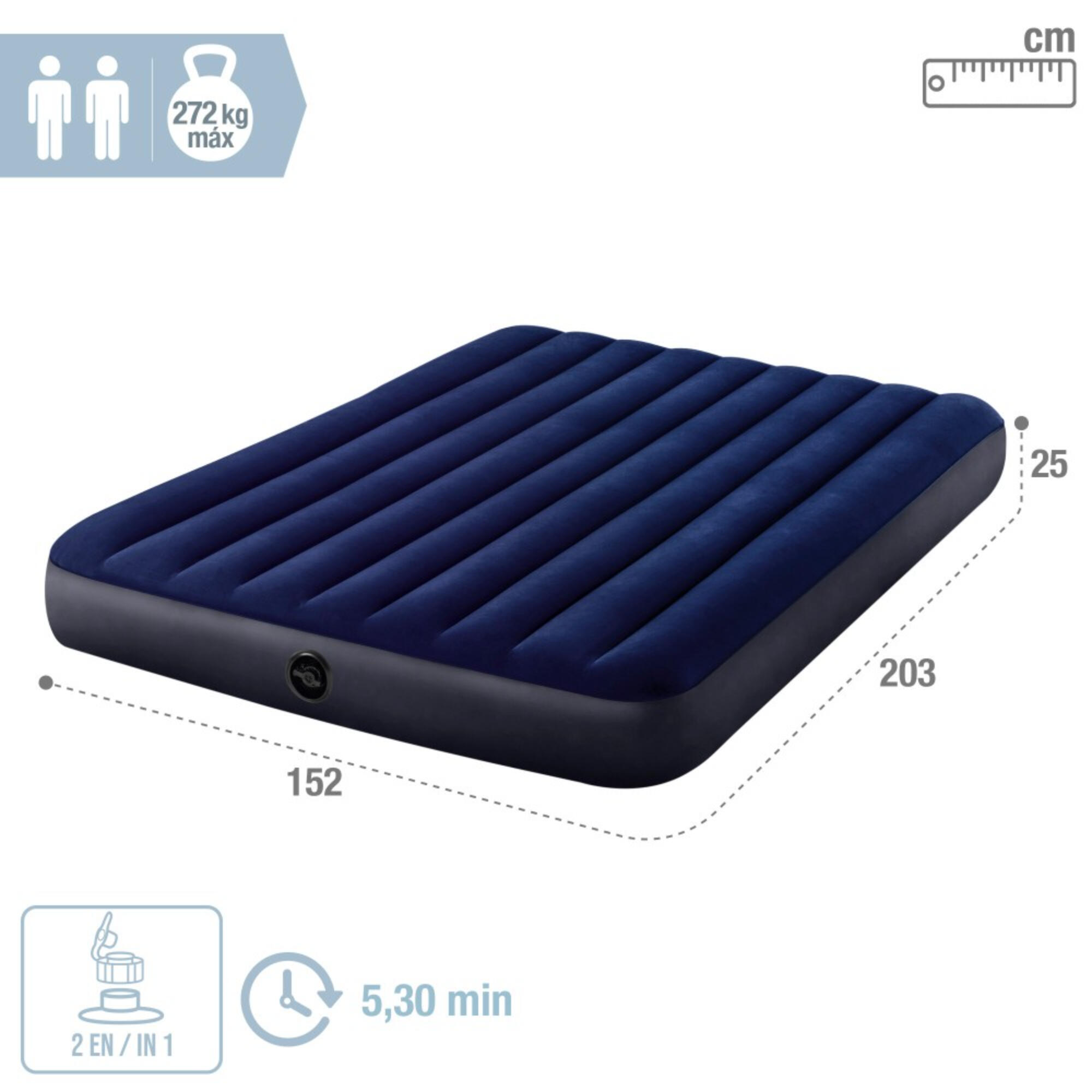 Colchón hinchable doble Dura-Beam INTEX Classic Downy, 152x203x25 cm 2/4