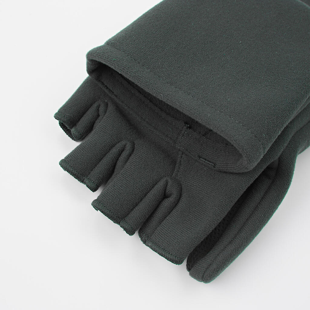 ТОПЛИ РЪКАВИЦИ БЕЗ ПРЪСТИ SOFTSHELL 500, С КАПАК, ЗЕЛЕНИ