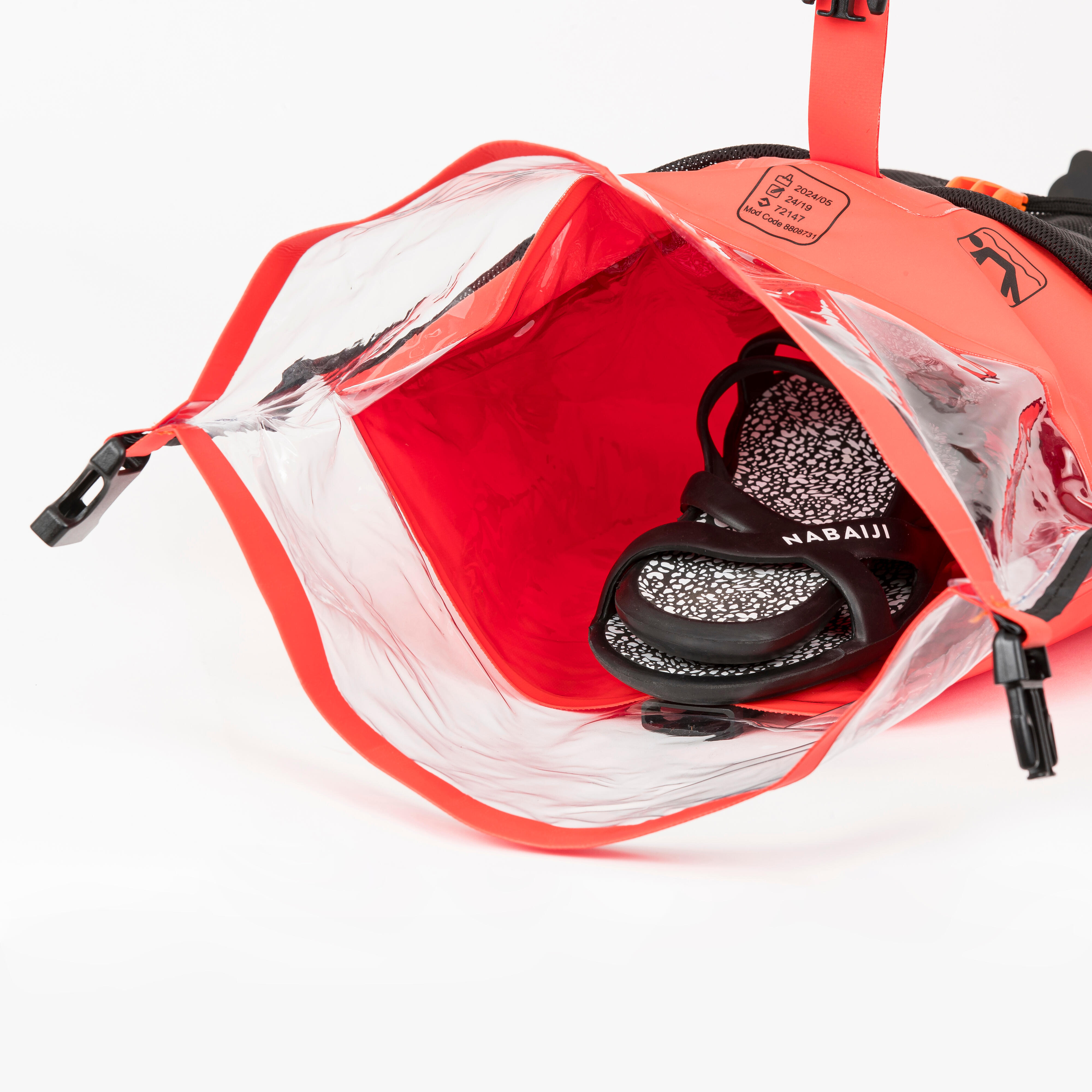 Open-water swimming buoy with inner compartment and net - OWS500 orange