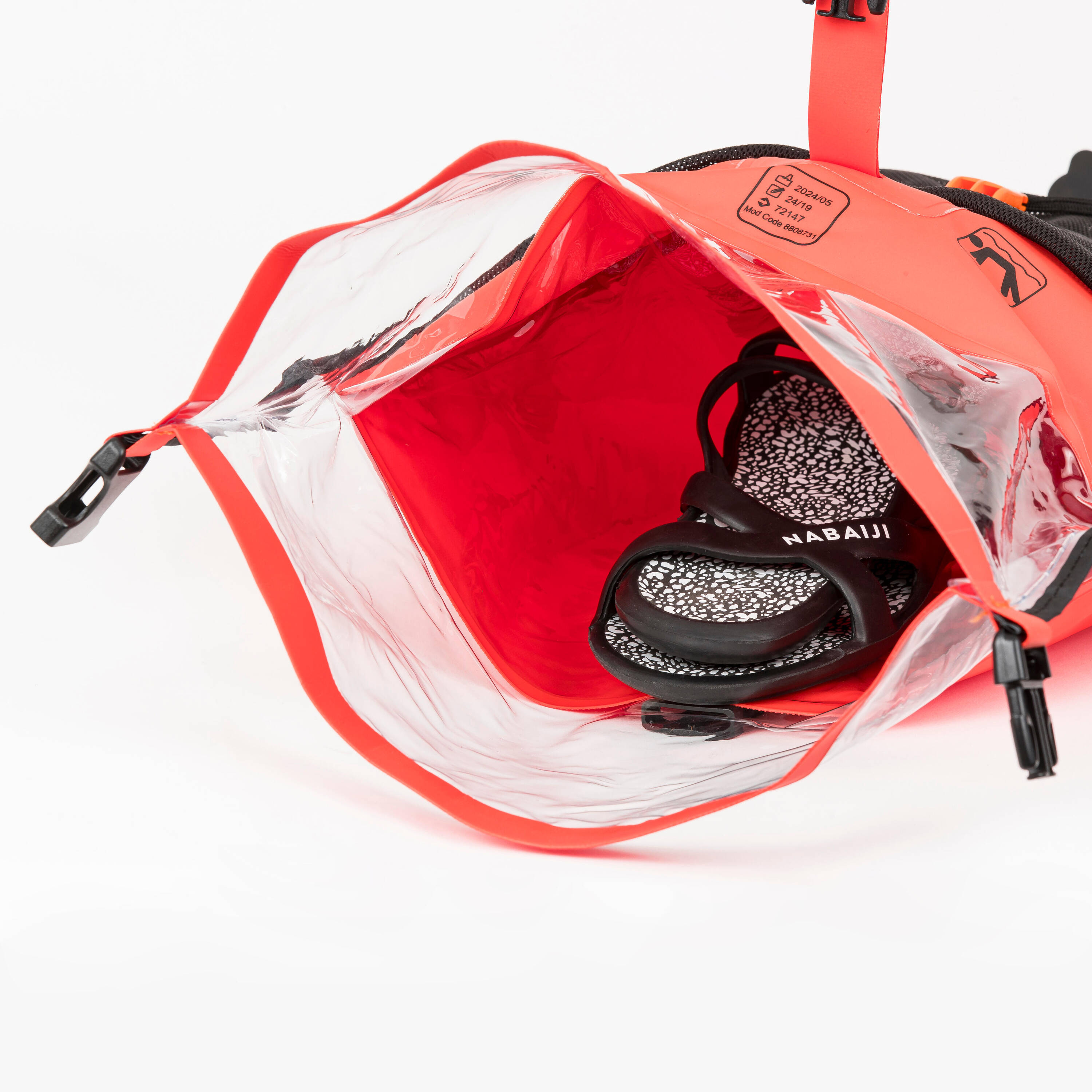 Open-water swimming buoy with inner compartment and net - OWS500 orange -  4